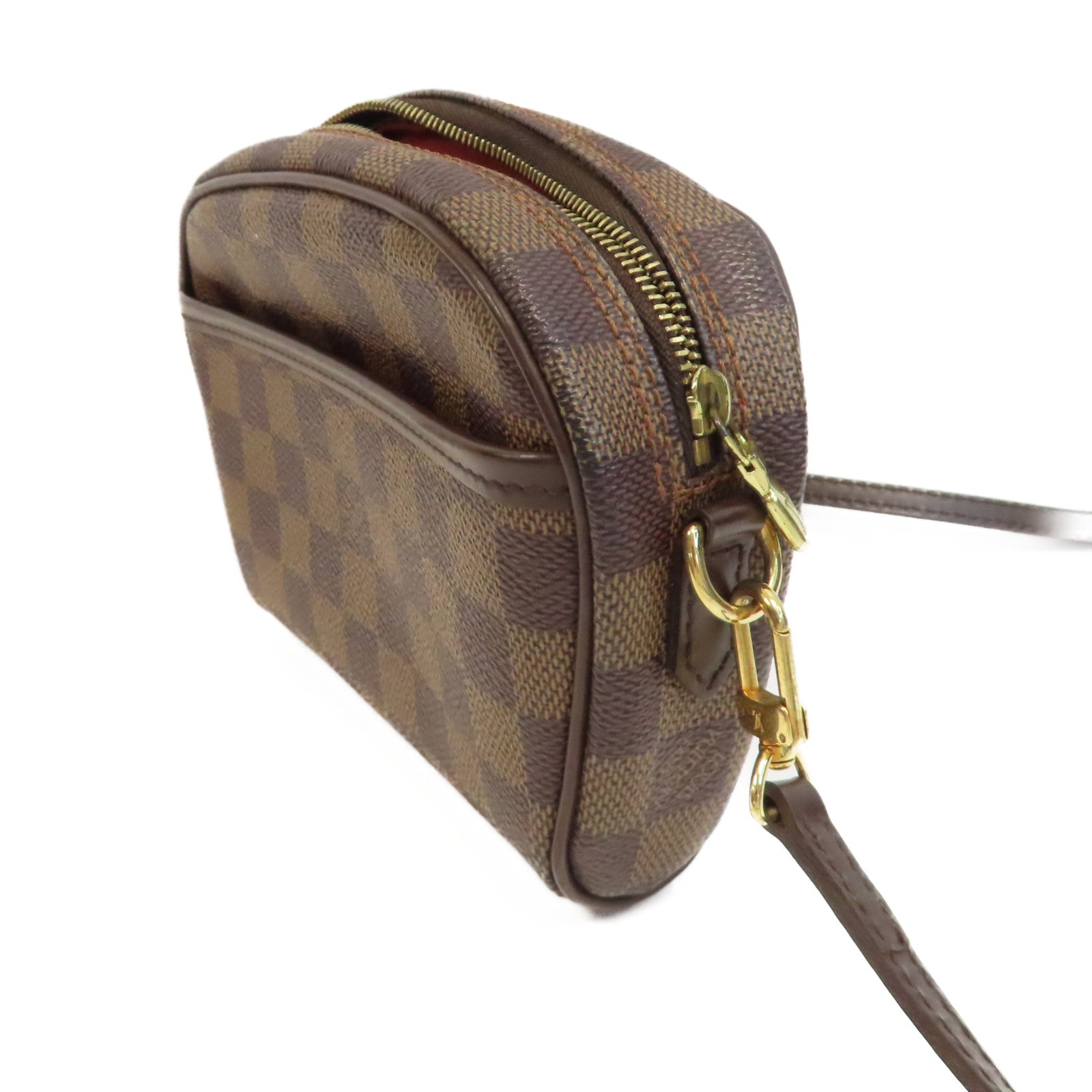 LOUIS VUITTON Damier Pochette Ipanema金扣肩背袋啡色