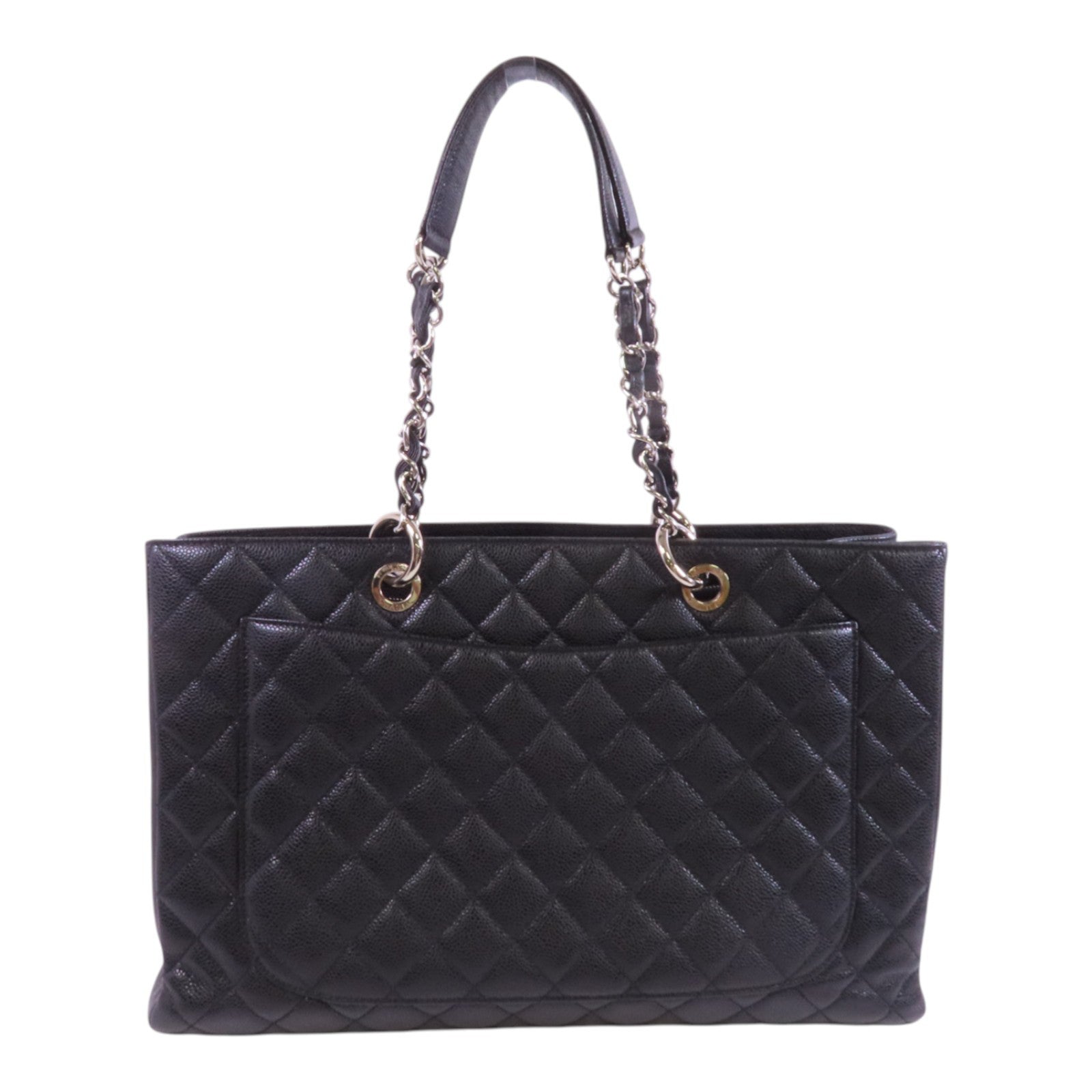 CHANEL 牛皮皮革GST銀扣鏈帶肩背袋