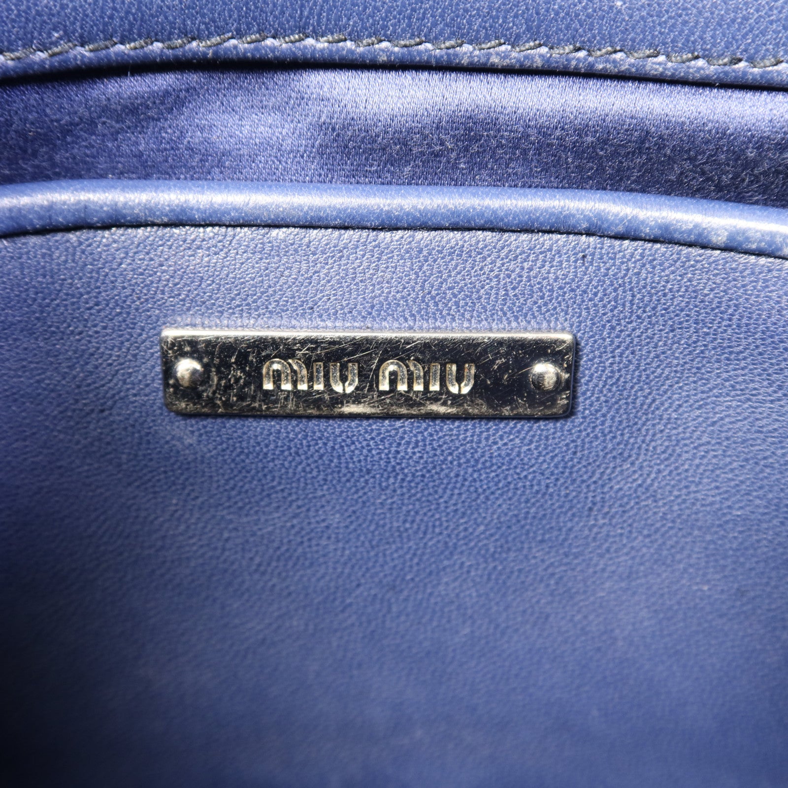 Miu Miu 【激減優惠】羊皮皮革Chain Mini Bag銀扣肩背袋