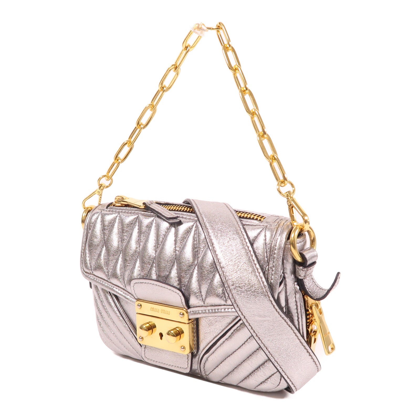 Miu Miu 牛皮皮革Shoulder Bag金扣手挽肩背兩用袋