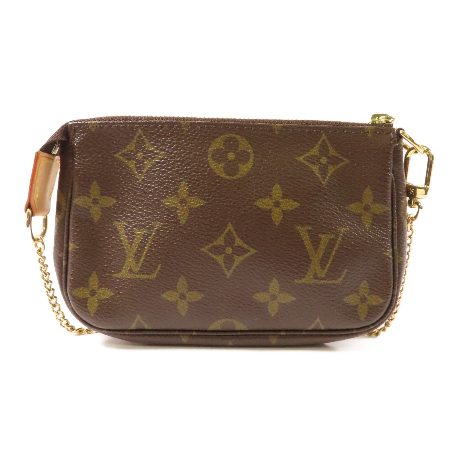 LOUIS VUITTON Monogram Pochette Accessories金扣手挽袋啡色
