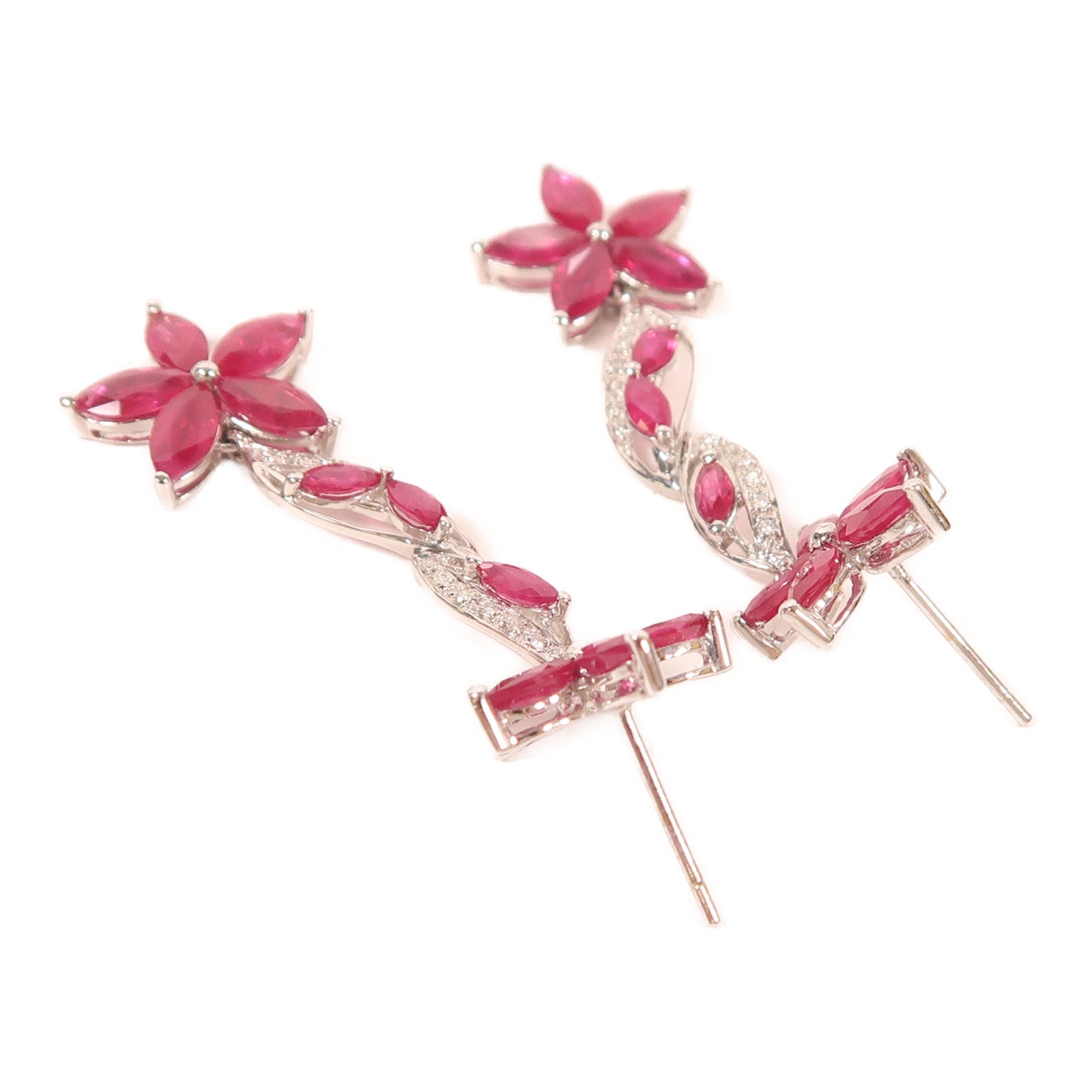 JEWELRY 【激減優惠】18K白金/紅寶石/鑽石Ruby Diamond Earrings耳環