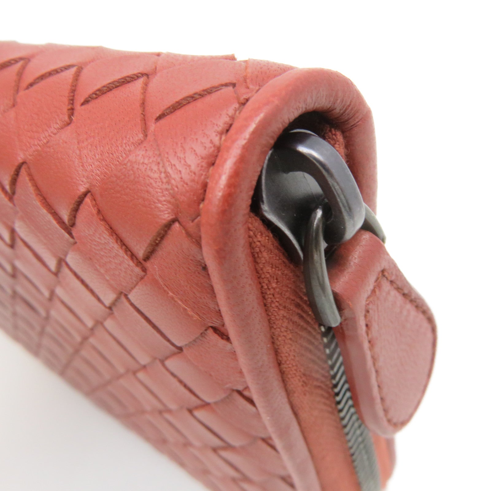 BOTTEGA VENETA Textured Leather Zipper Long Wallet Zipper Long Wallet Brown