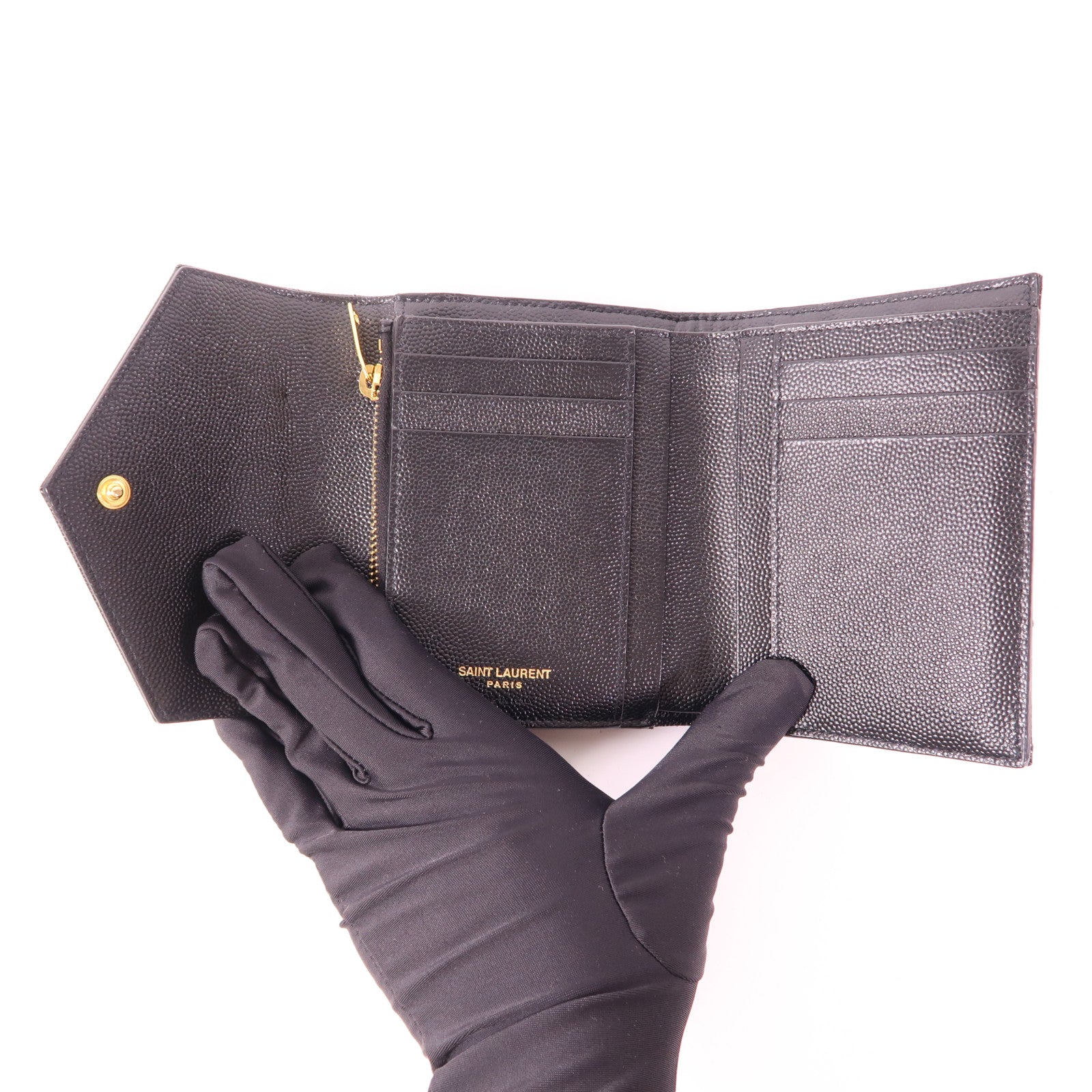 SAINT LAURENT 牛皮皮革Wallet金扣錢包