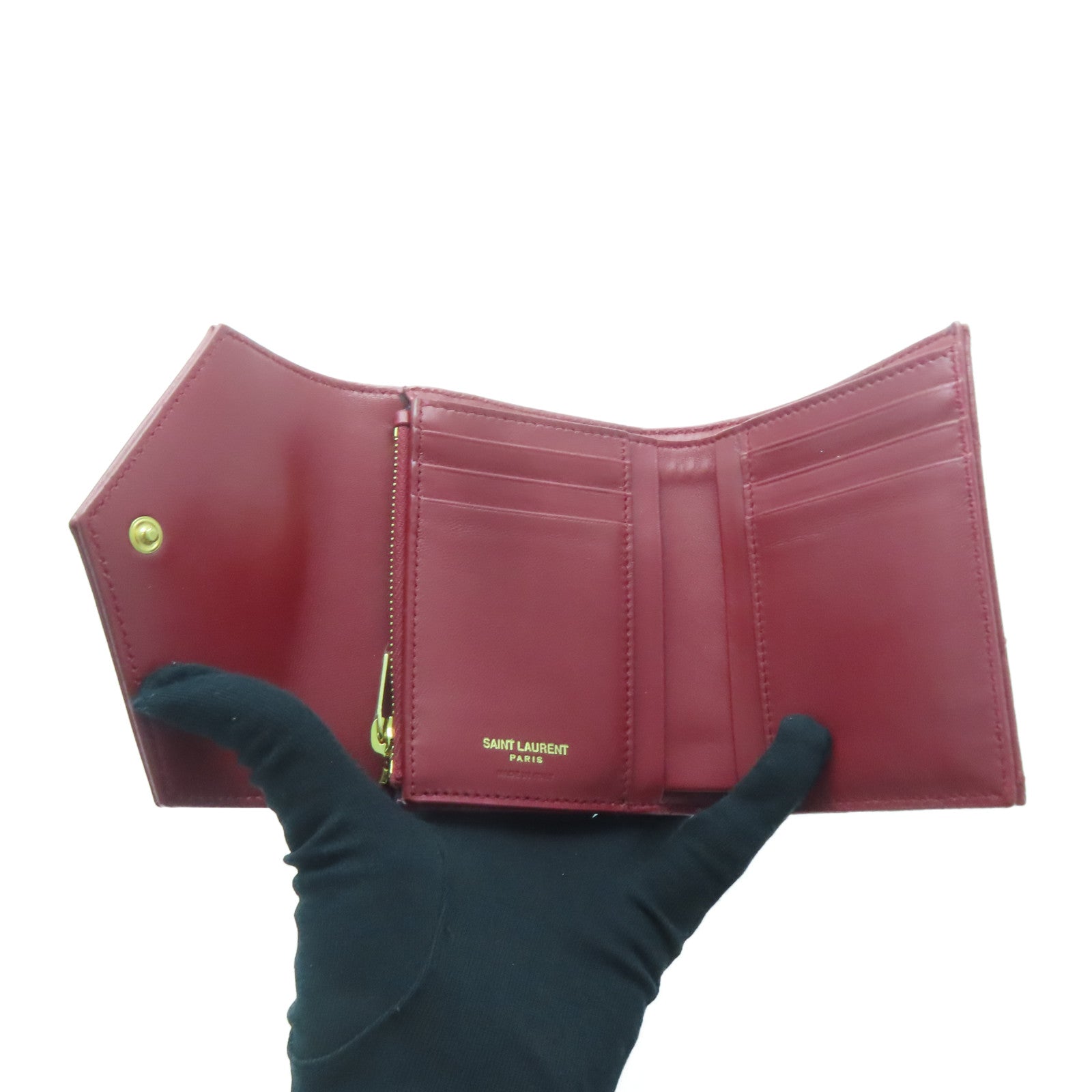 SAINT LAURENT【激減優惠】 羊皮皮革Wallet金扣錢包