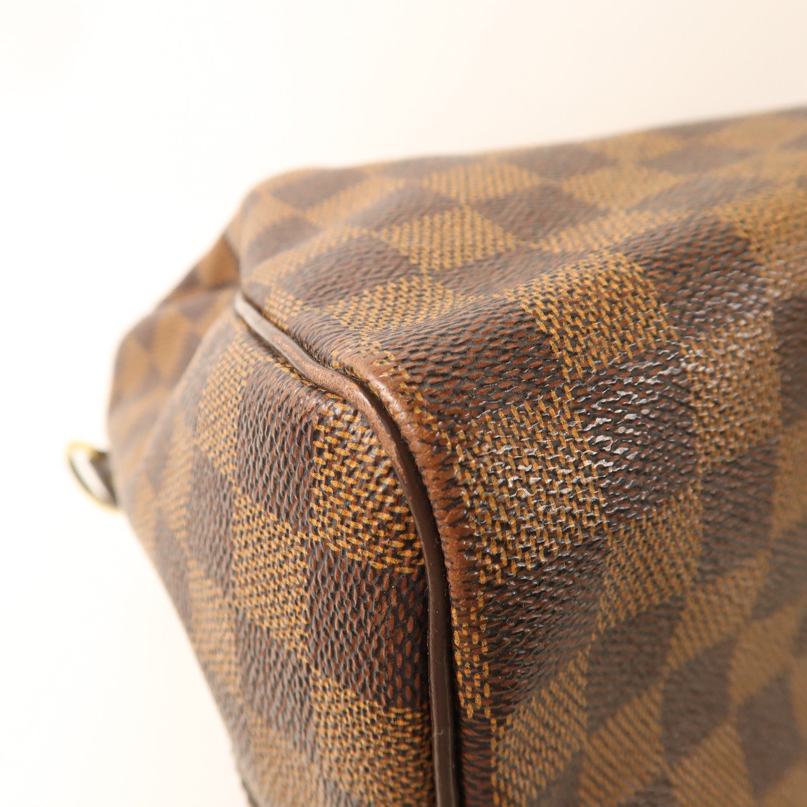 LOUIS VUITTON Damier Speedy Bandouliere 30金扣手挽肩背兩用袋棕色