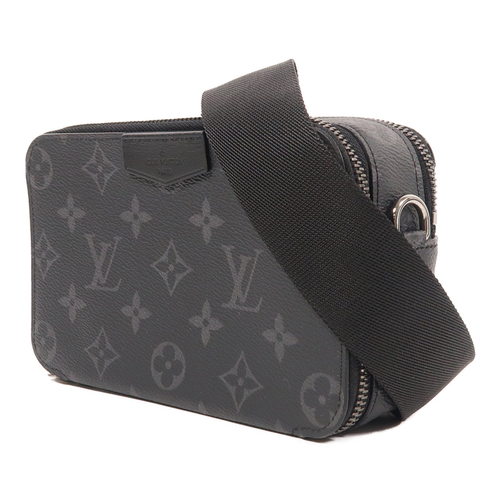 LOUIS VUITTON Monogram Eclipse Alpha Wearable銀扣肩背袋