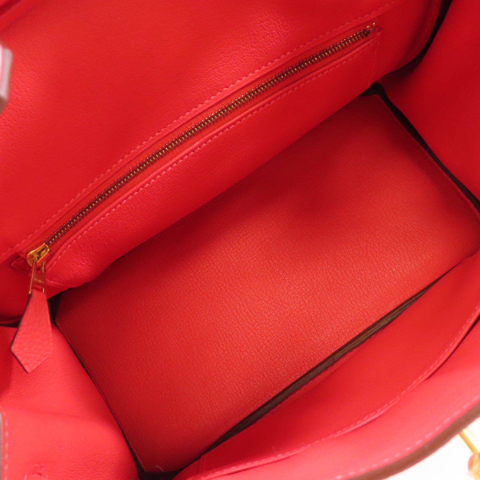 HERMES Togo皮革Birkin 25 Hand Bag金扣手挽袋2R Rouge Pivoine牡丹紅色