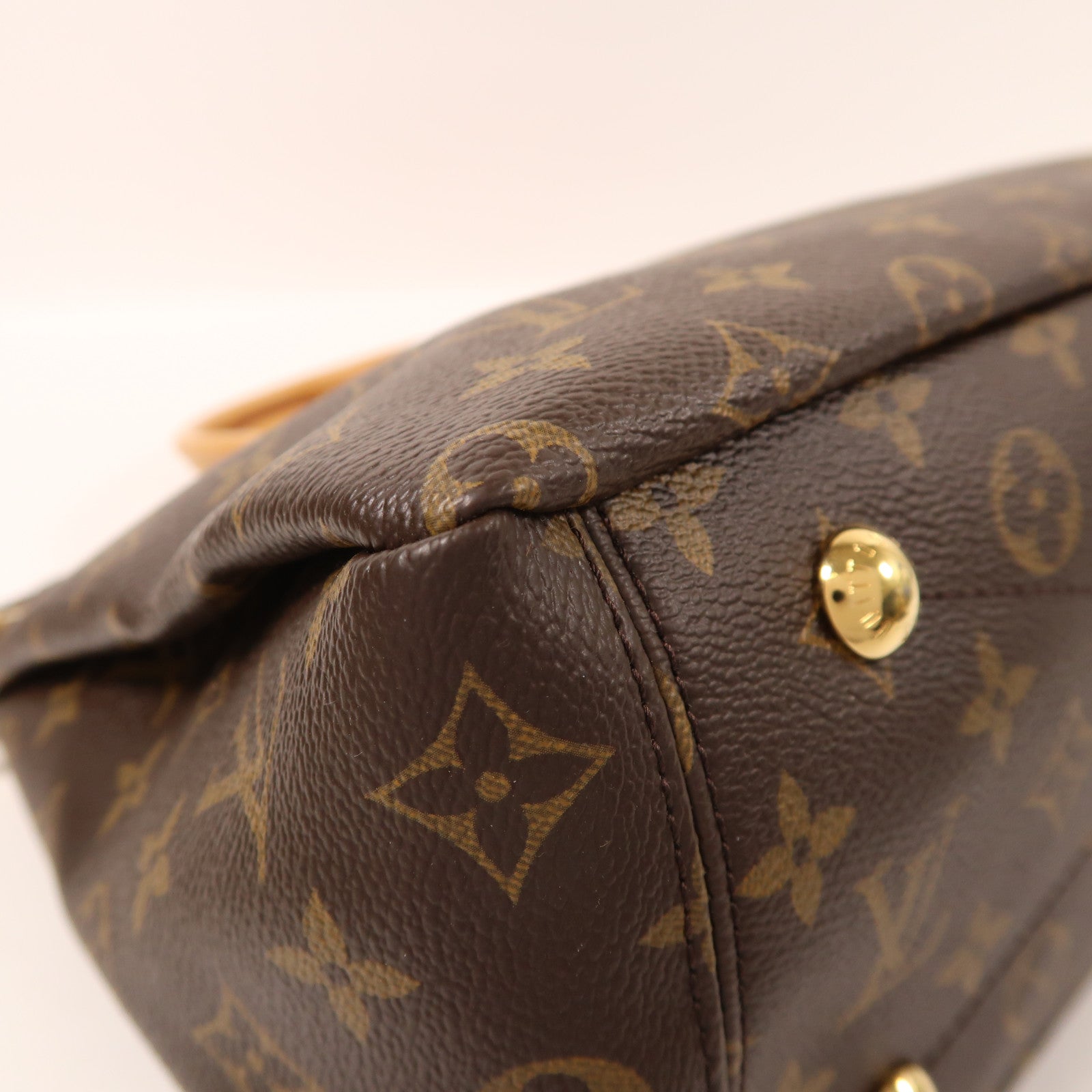 LOUIS VUITTON Monogram Pallas金扣手挽肩背兩用袋棕色/紅色
