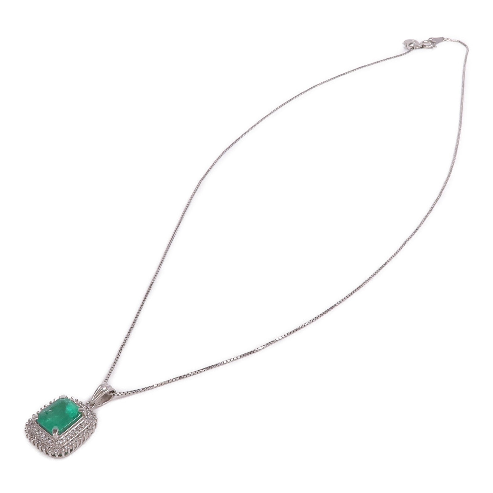JEWELRY PT900/PT850鉑金Emerald Diamond Necklace綠寶石/鑽石項鍊