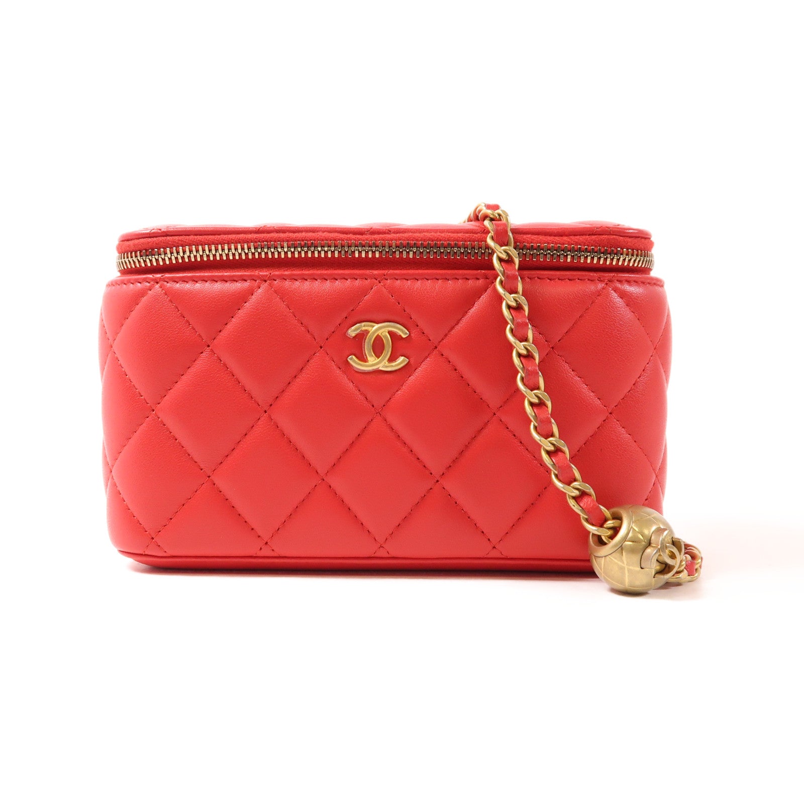 CHANEL 【激減優惠】羊皮皮革Vanity Case金扣鏈帶肩背袋