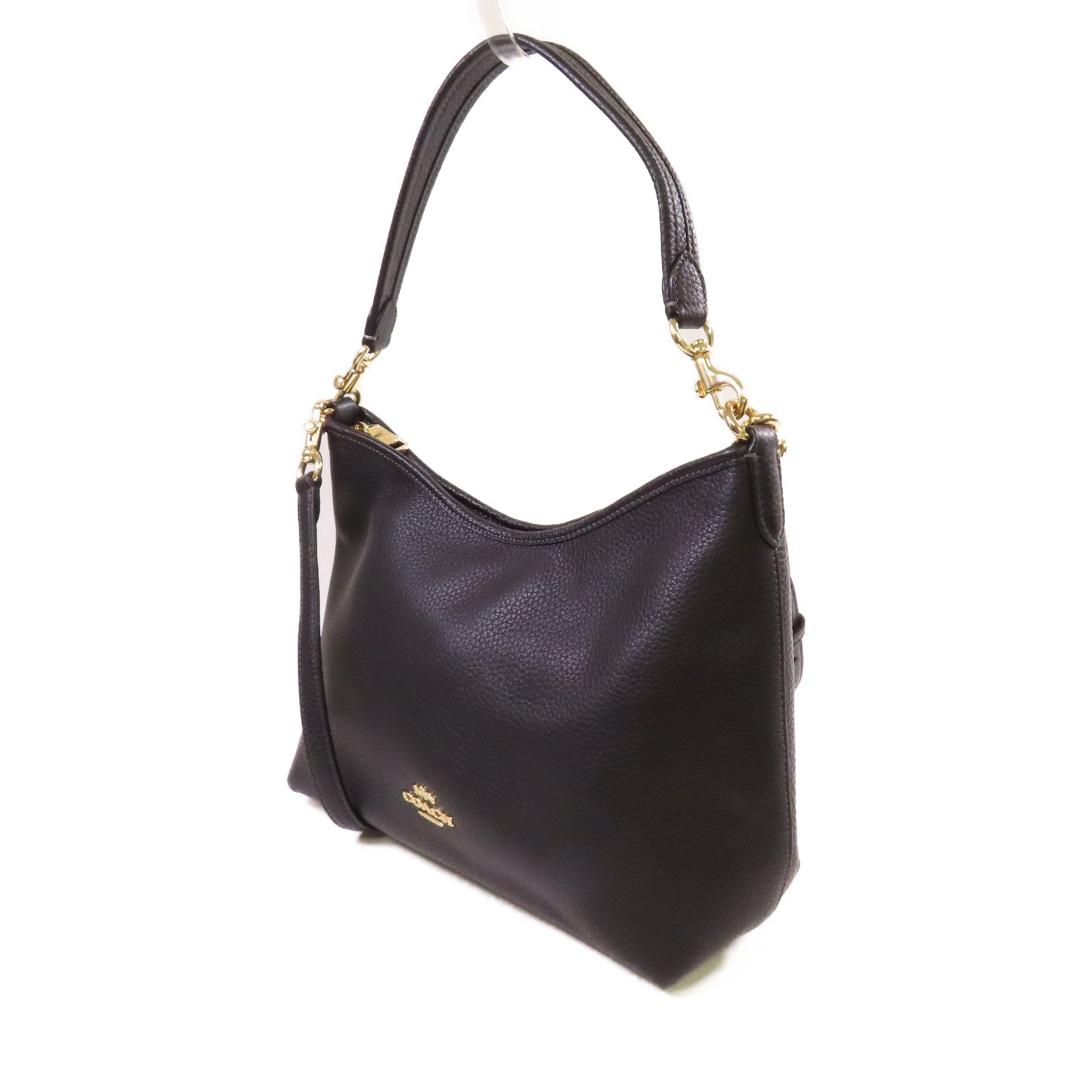 COACH 牛皮皮革2Way Shoulder Bag金扣手挽肩背兩用袋黑色