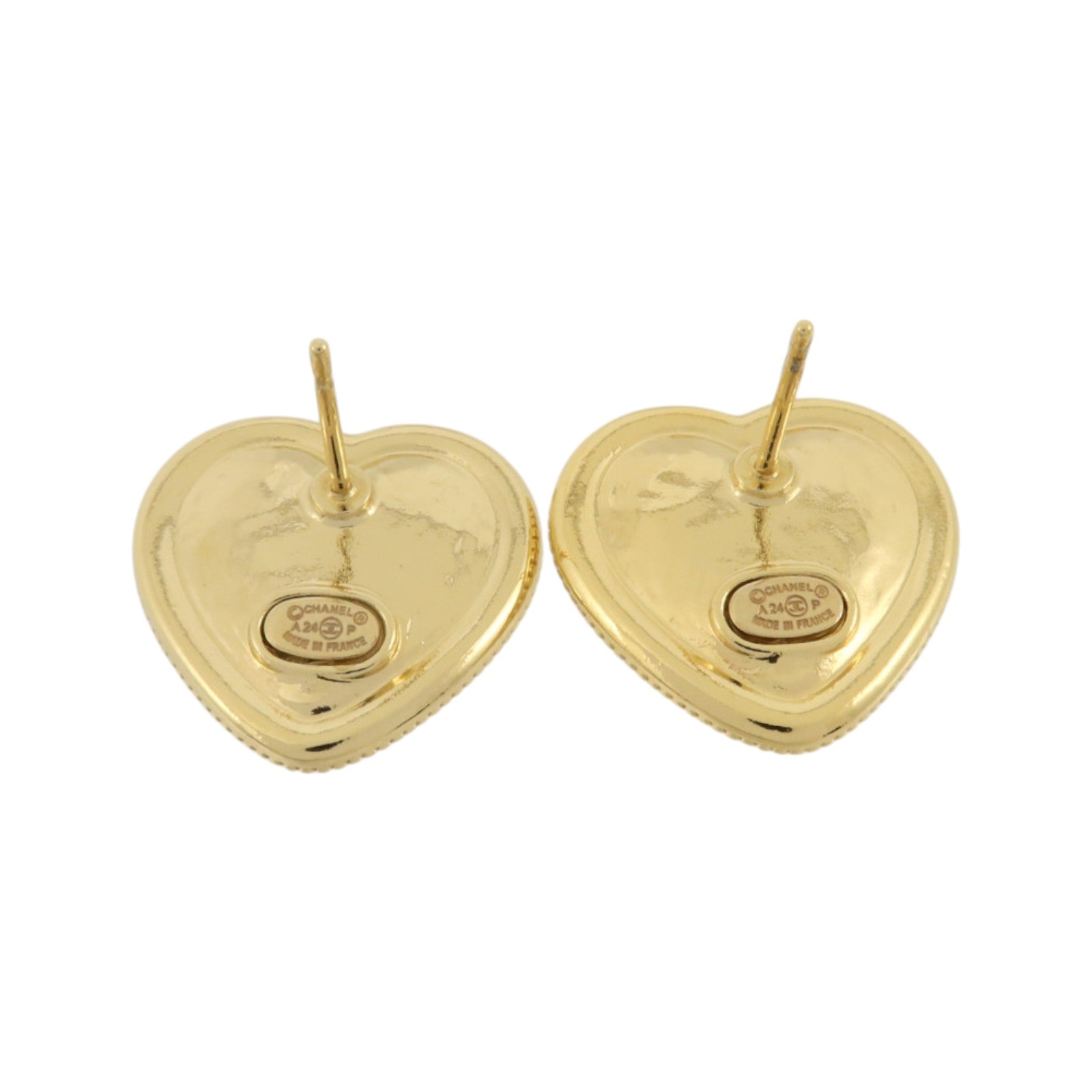 CHANEL 金屬CC Crystal Heart Earrings耳環