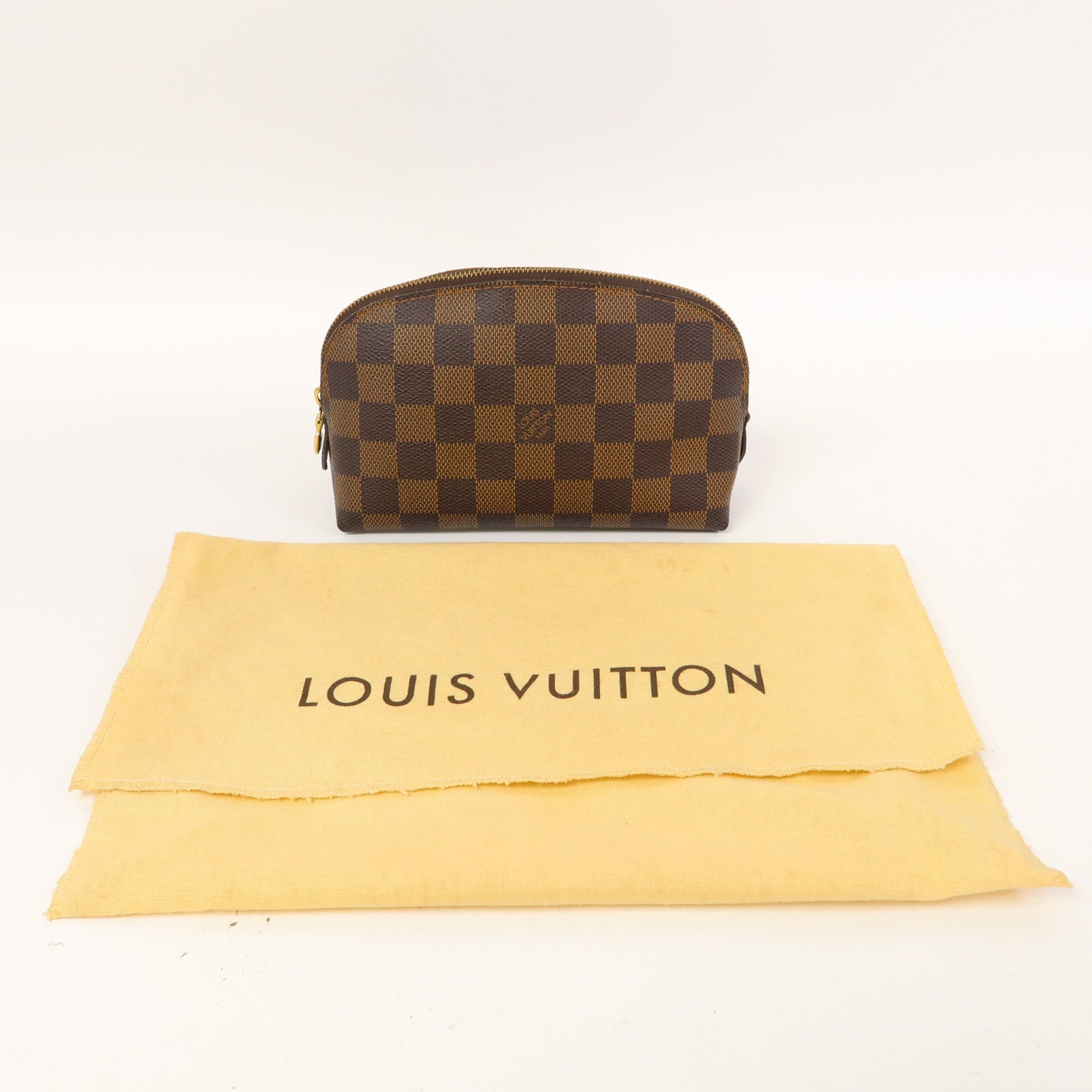 LOUIS VUITTON 【激減優惠】Damier Ebene Cosmetic Pouch PM金扣手拿包啡色
