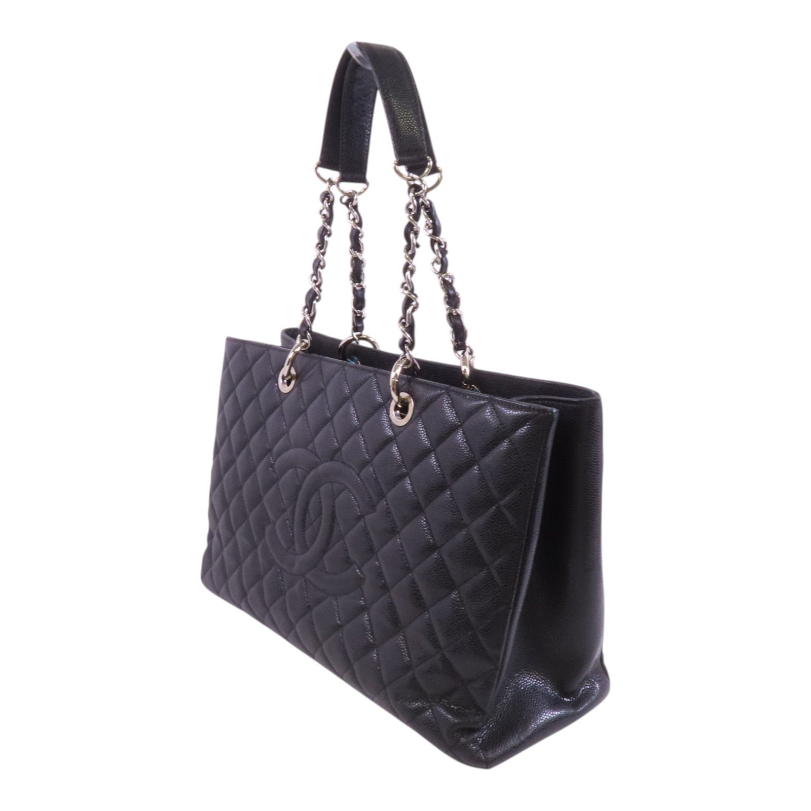 CHANEL 牛皮皮革GST銀扣鏈帶肩背袋