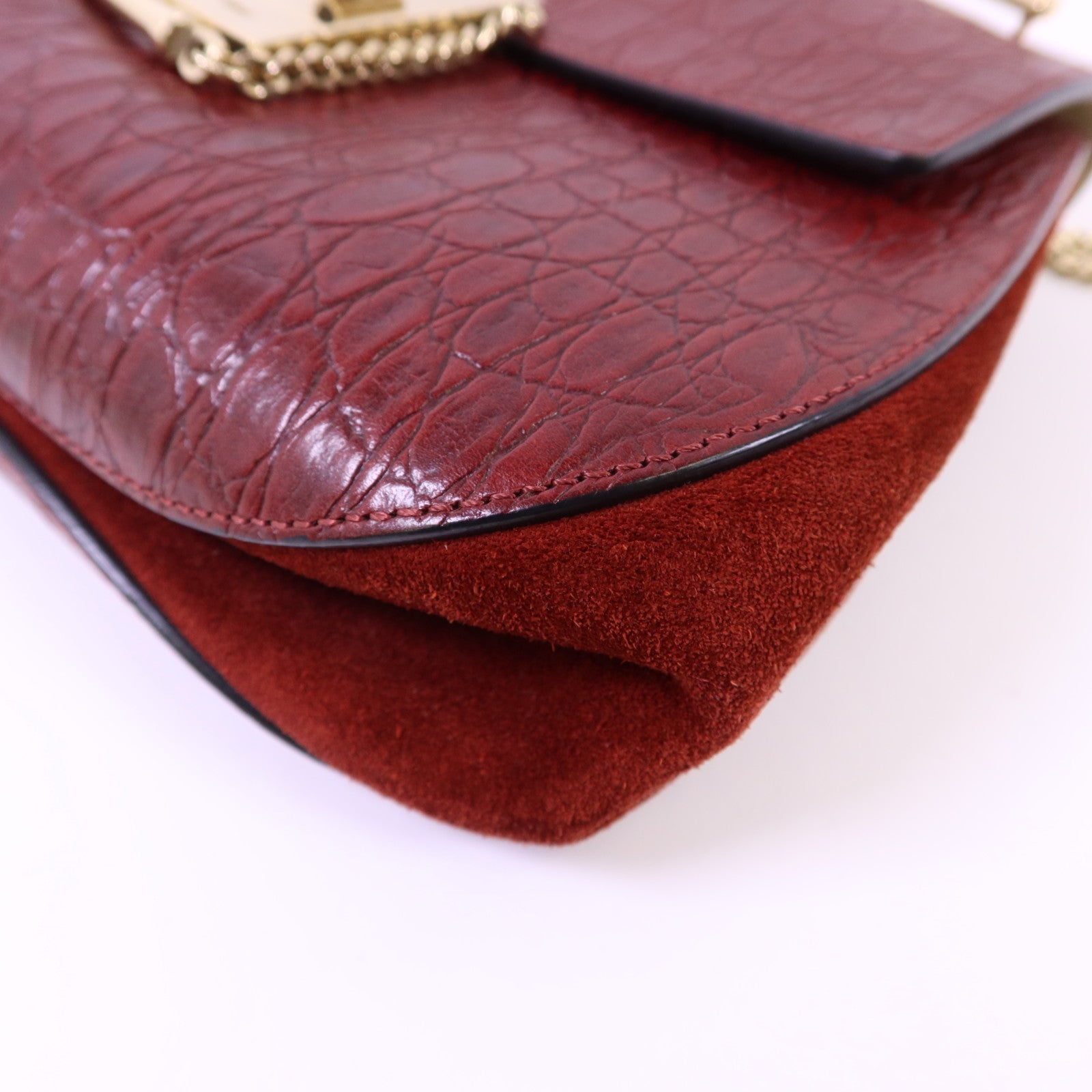 Chloe 牛皮皮革Shoulder Bag金扣鏈帶肩背袋