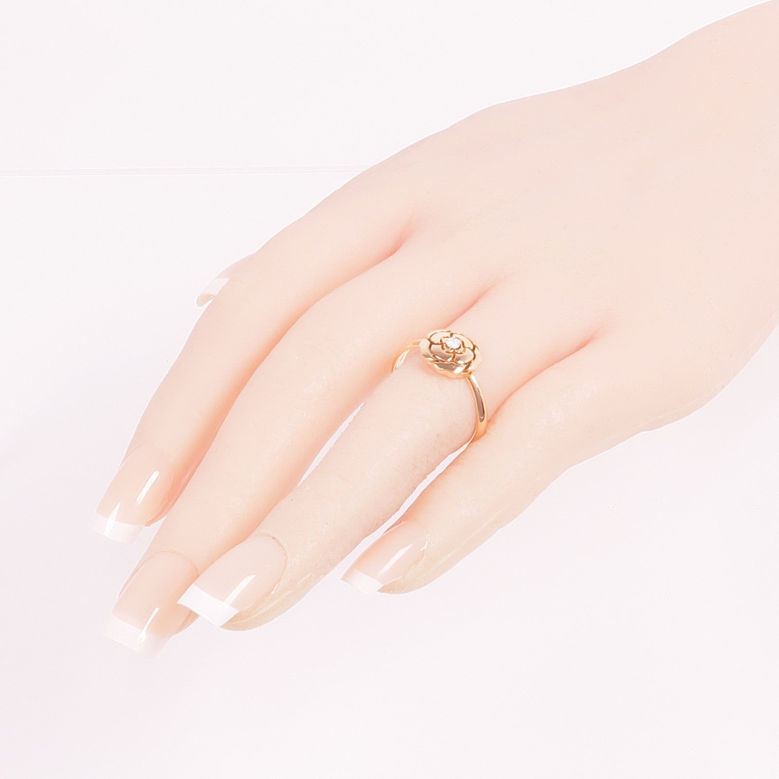 CHANEL 18K玫瑰金Extrait de Camelia Ring鑽石戒指Chanel#58/US#8.25US#