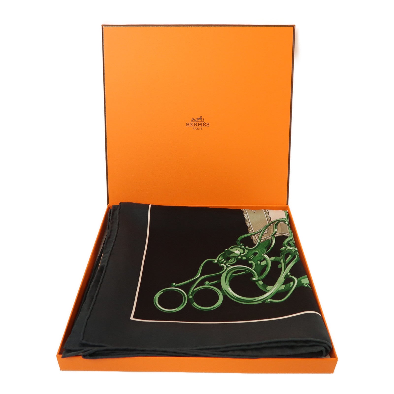 HERMES 絲質Scarf圍巾黑色