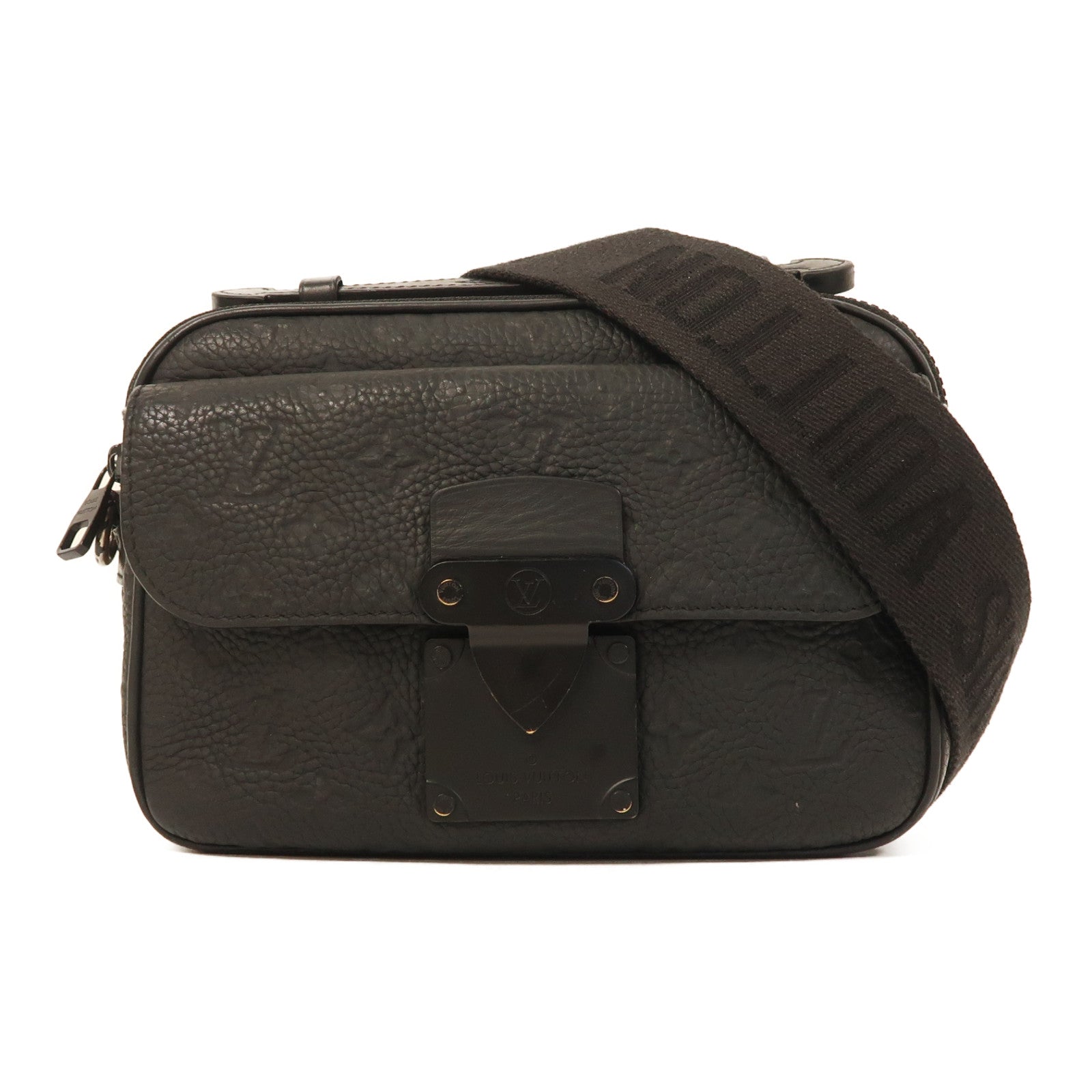 LOUIS VUITTON Monogram Taurillon S Lock肩背袋黑色