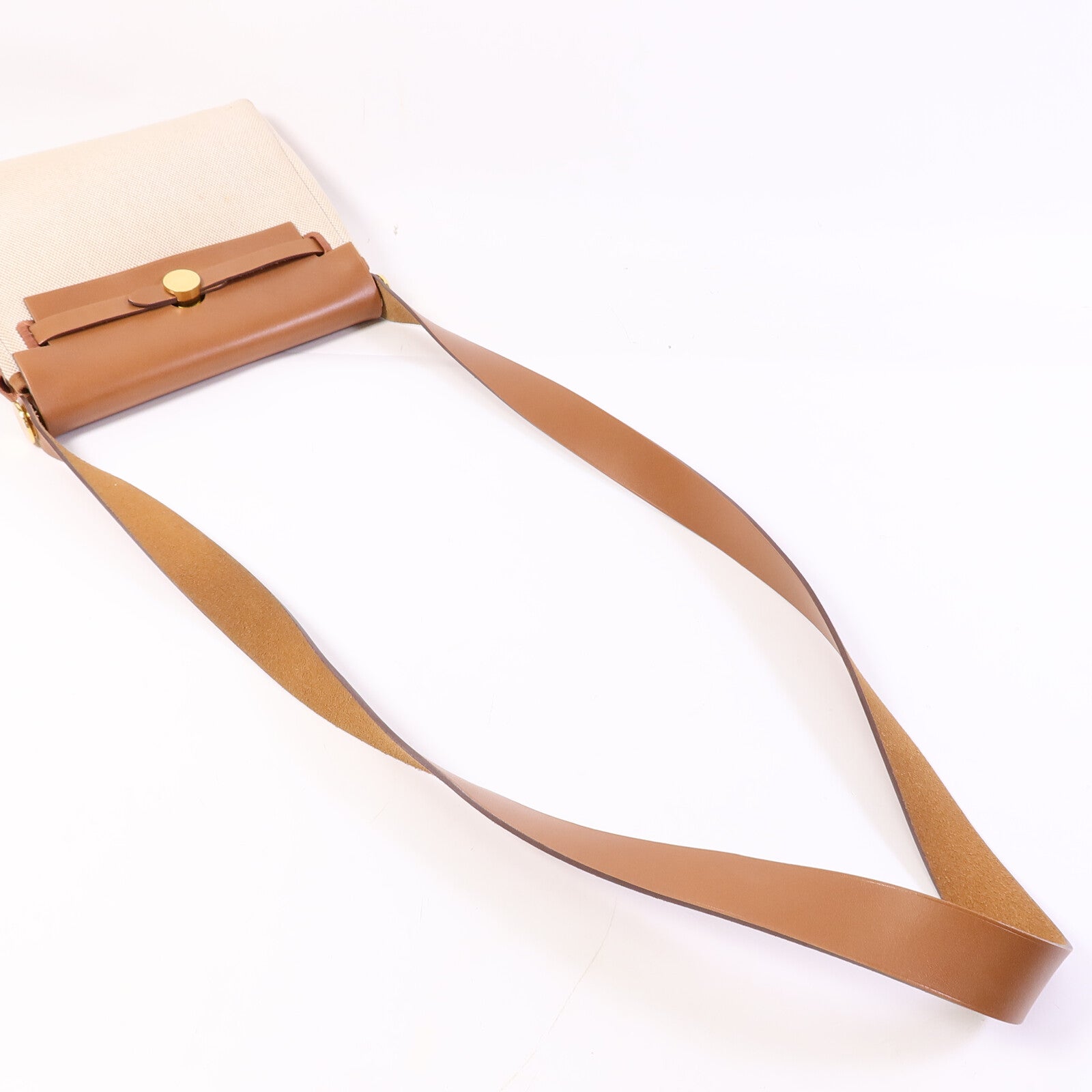 HERMES 帆布Mini Herbag肩背袋Gold