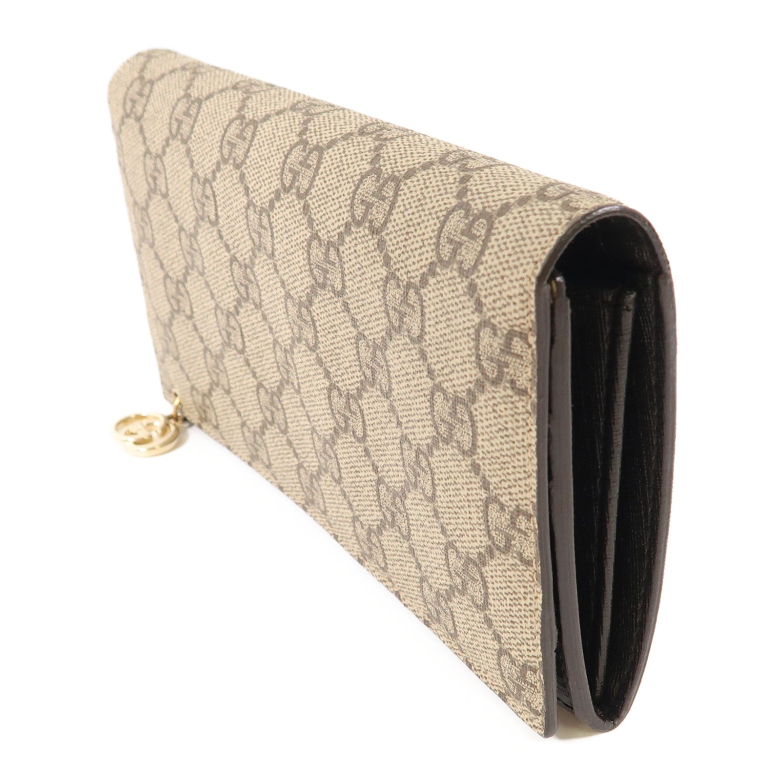 GUCCI 塗層帆布Long Wallet金扣長錢包