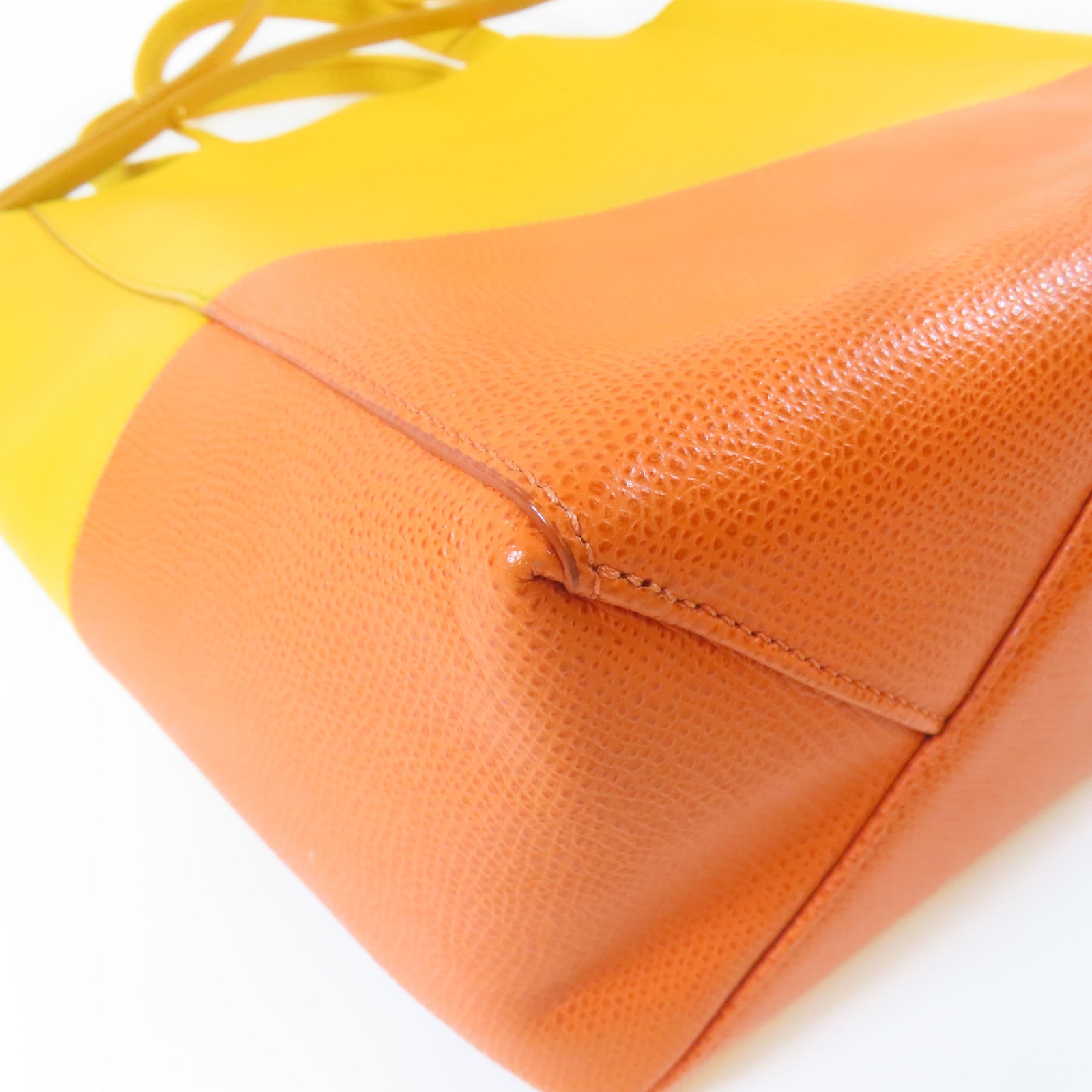 CELINE 牛皮皮革2 Way Shoulder金扣手挽肩背兩用袋黃色