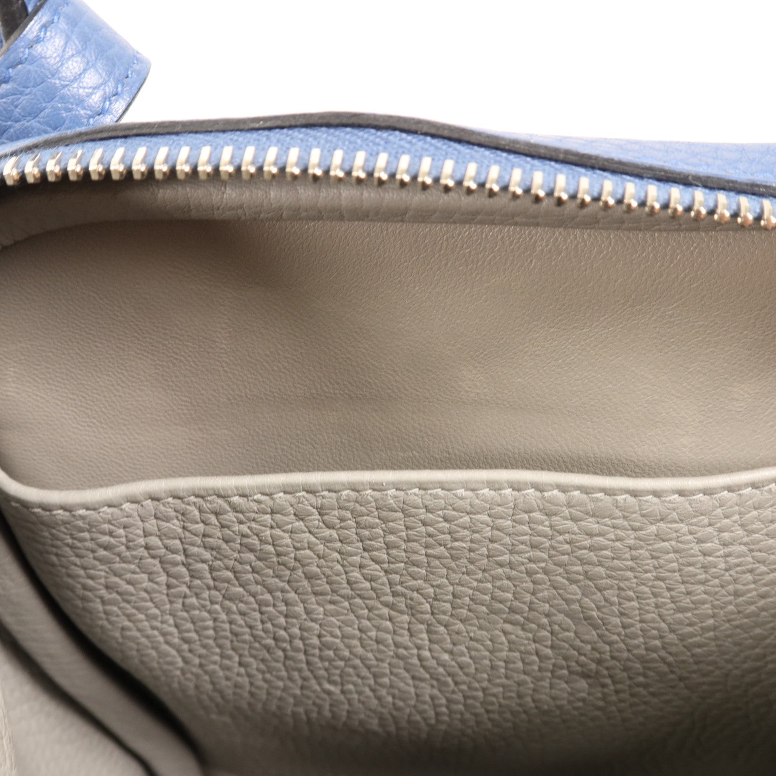 HERMES Clemence皮革Lindy 30銀扣手挽肩背兩用袋Bleu Brighton