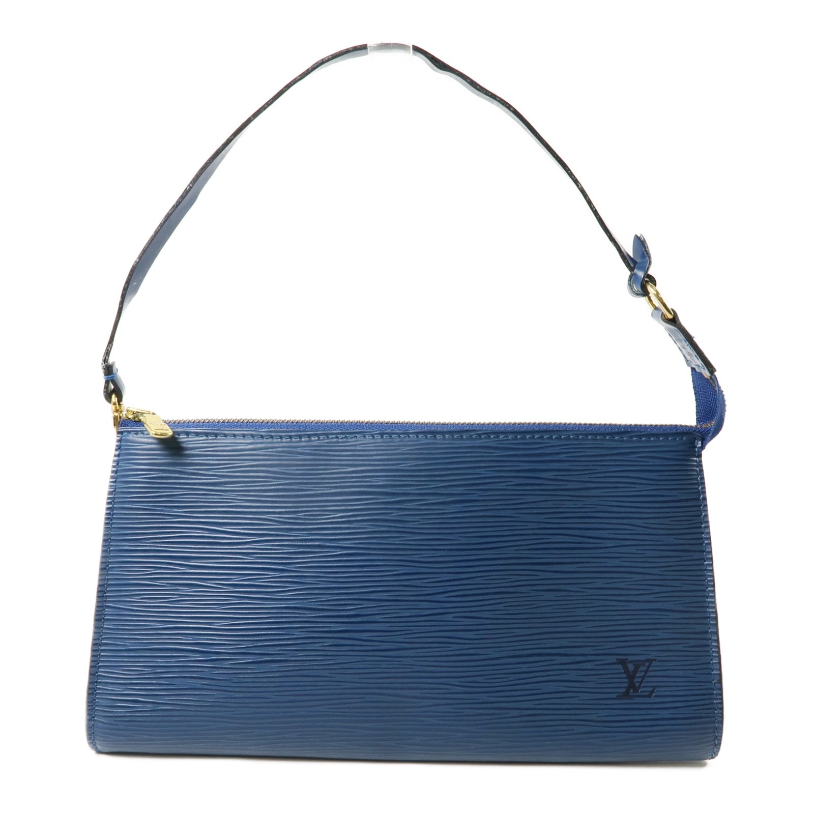 LOUIS VUITTON Epi Pochette Accessoires Pouch金扣手挽袋藍色