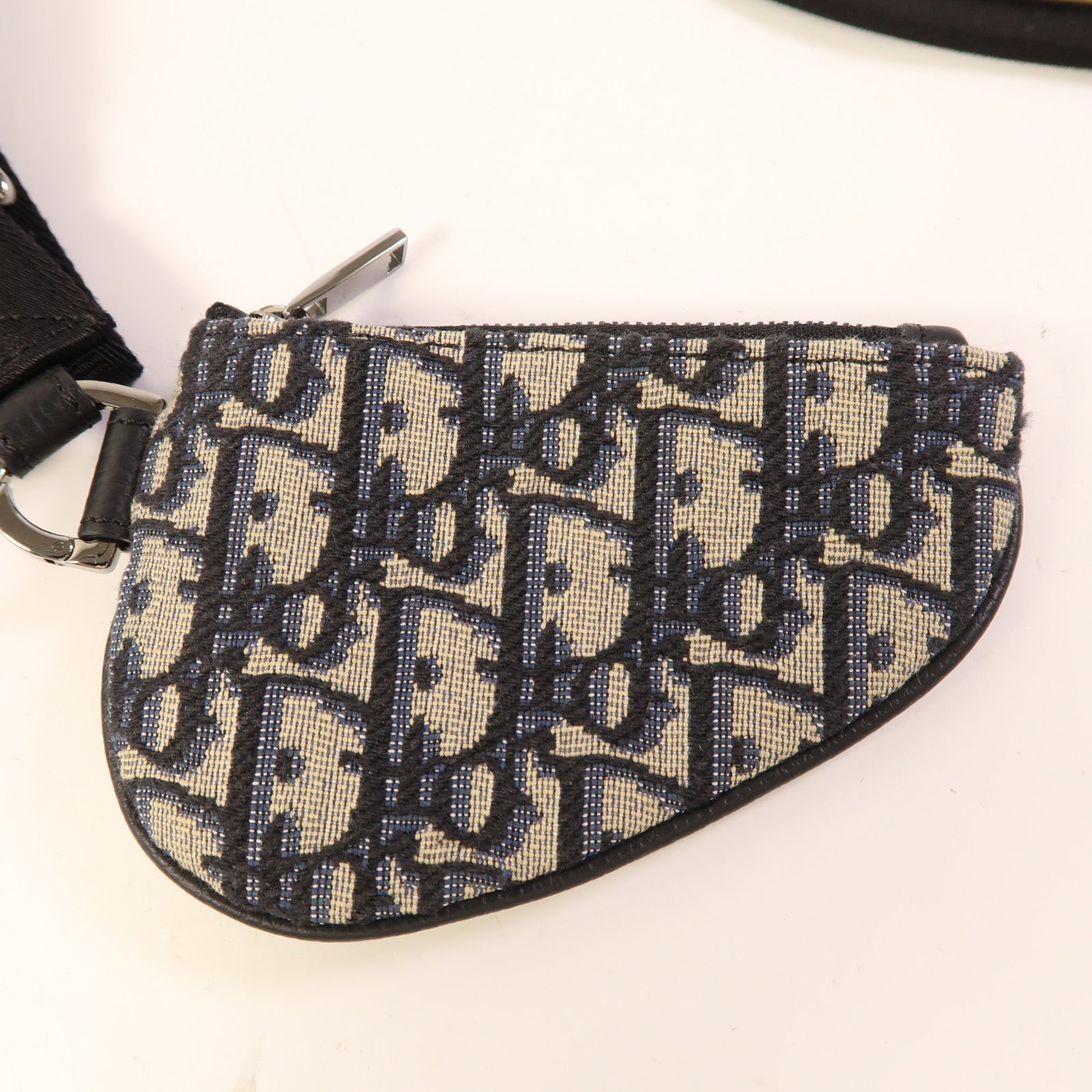 Dior 帆布Saddle Triple Pouch銀扣肩背袋
