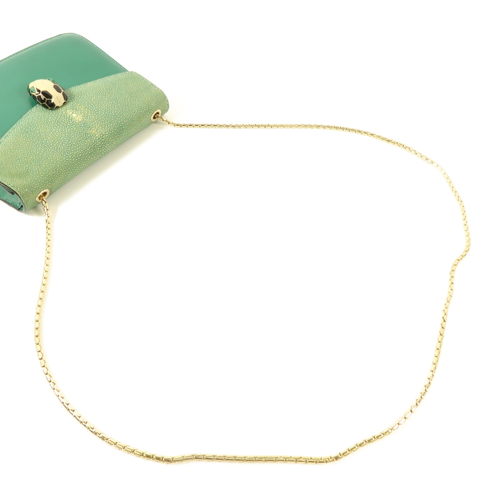 BVLGARI 魔鬼鱼皮革Serpenti Forever Bag金扣鏈帶肩背袋