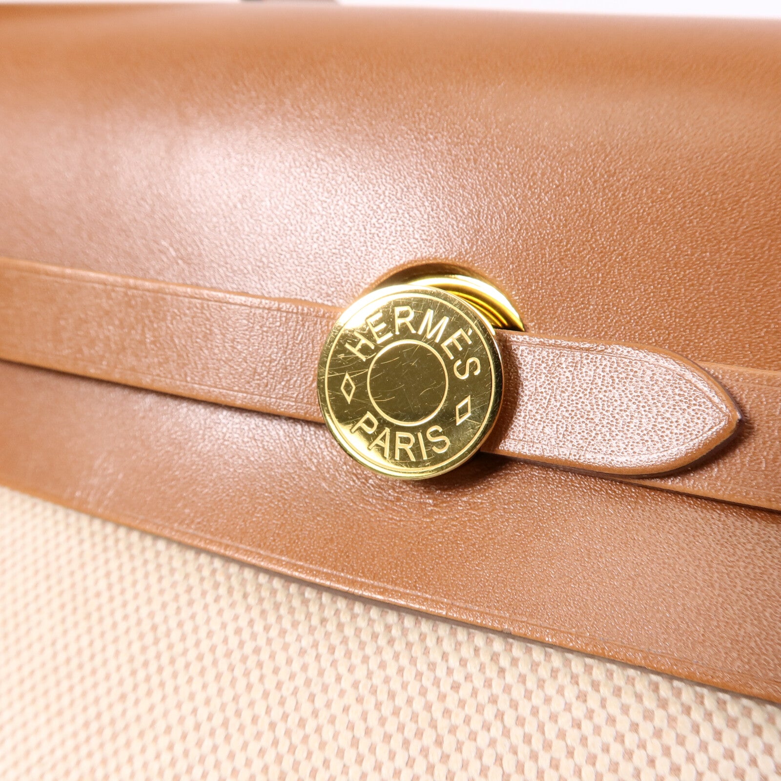 HERMES 帆布Mini Herbag肩背袋Gold