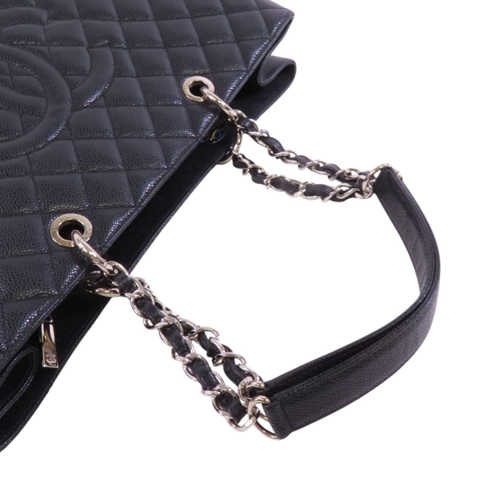 CHANEL 牛皮皮革GST銀扣鏈帶肩背袋