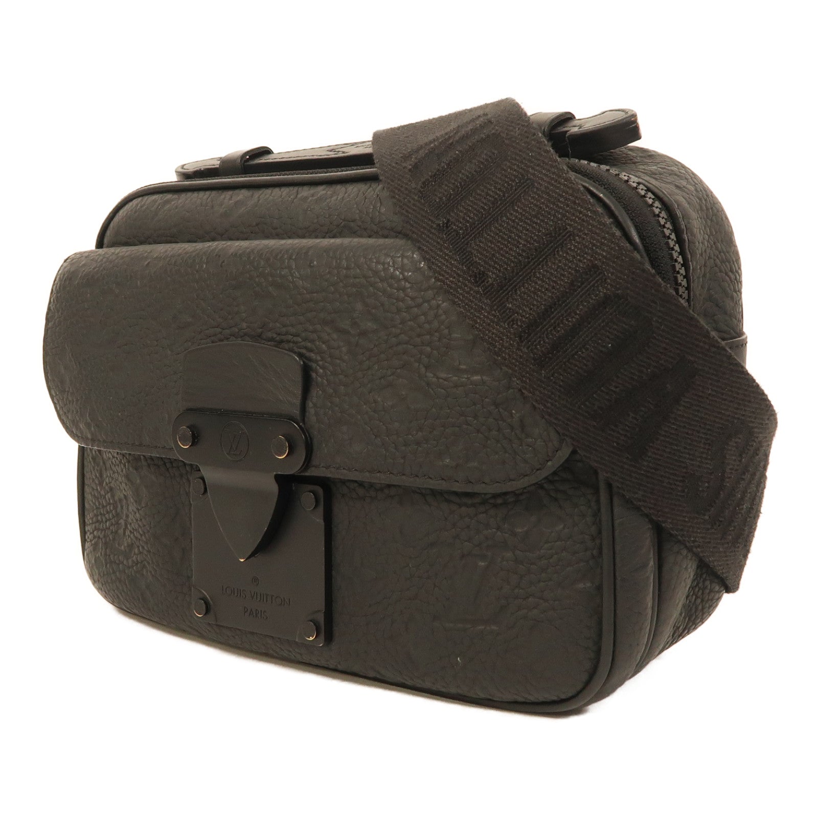 LOUIS VUITTON Monogram Taurillon S Lock肩背袋黑色