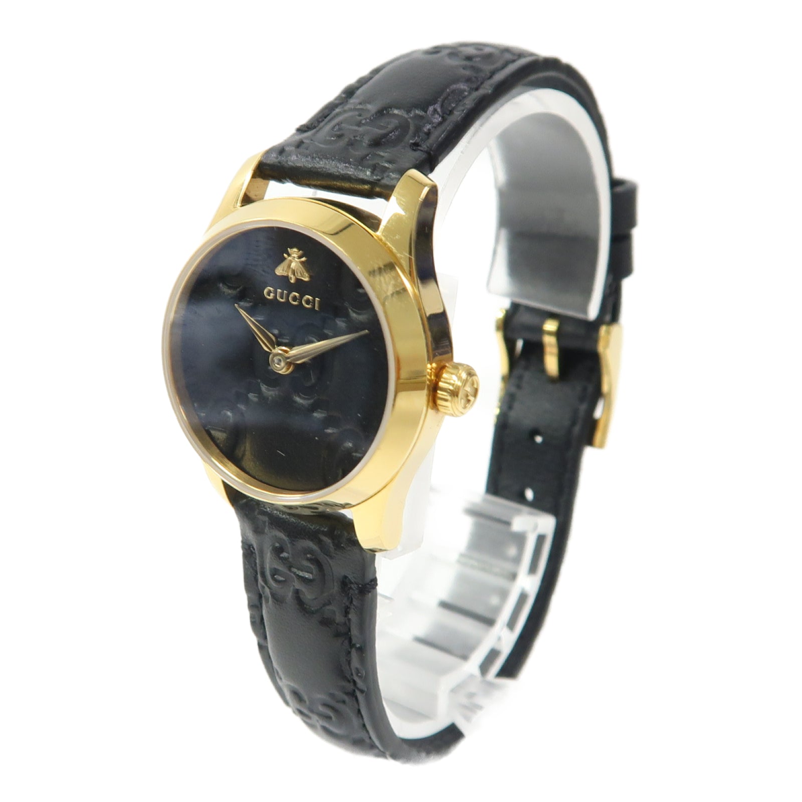 GUCCI Gucci Watch皮革/不鏽鋼手錶使用機芯黑色