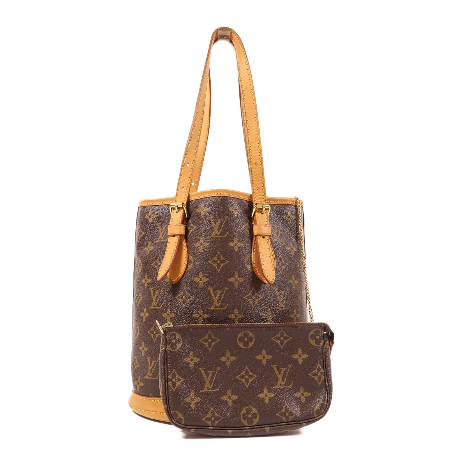 LOUIS VUITTON Monogram Bucket PM金扣肩背袋啡色