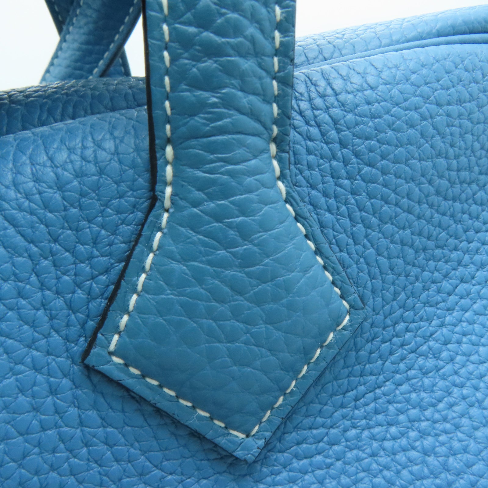 HERMES Clemence皮革Victoria银扣手挽袋/肩背袋Blue Jean/蓝色