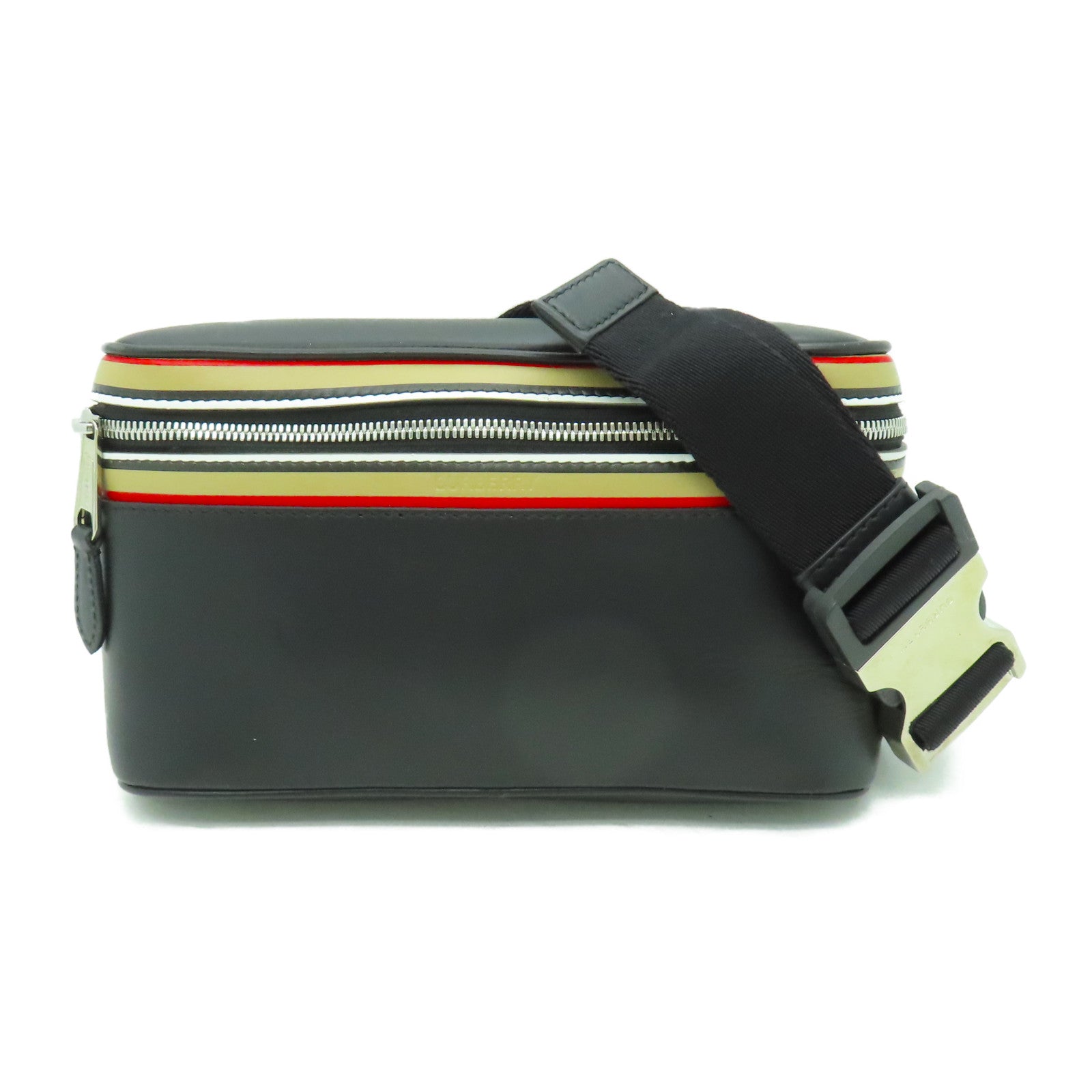 BURBERRY 【激減優惠】牛皮皮革Waist Bag銀扣腰包黑色