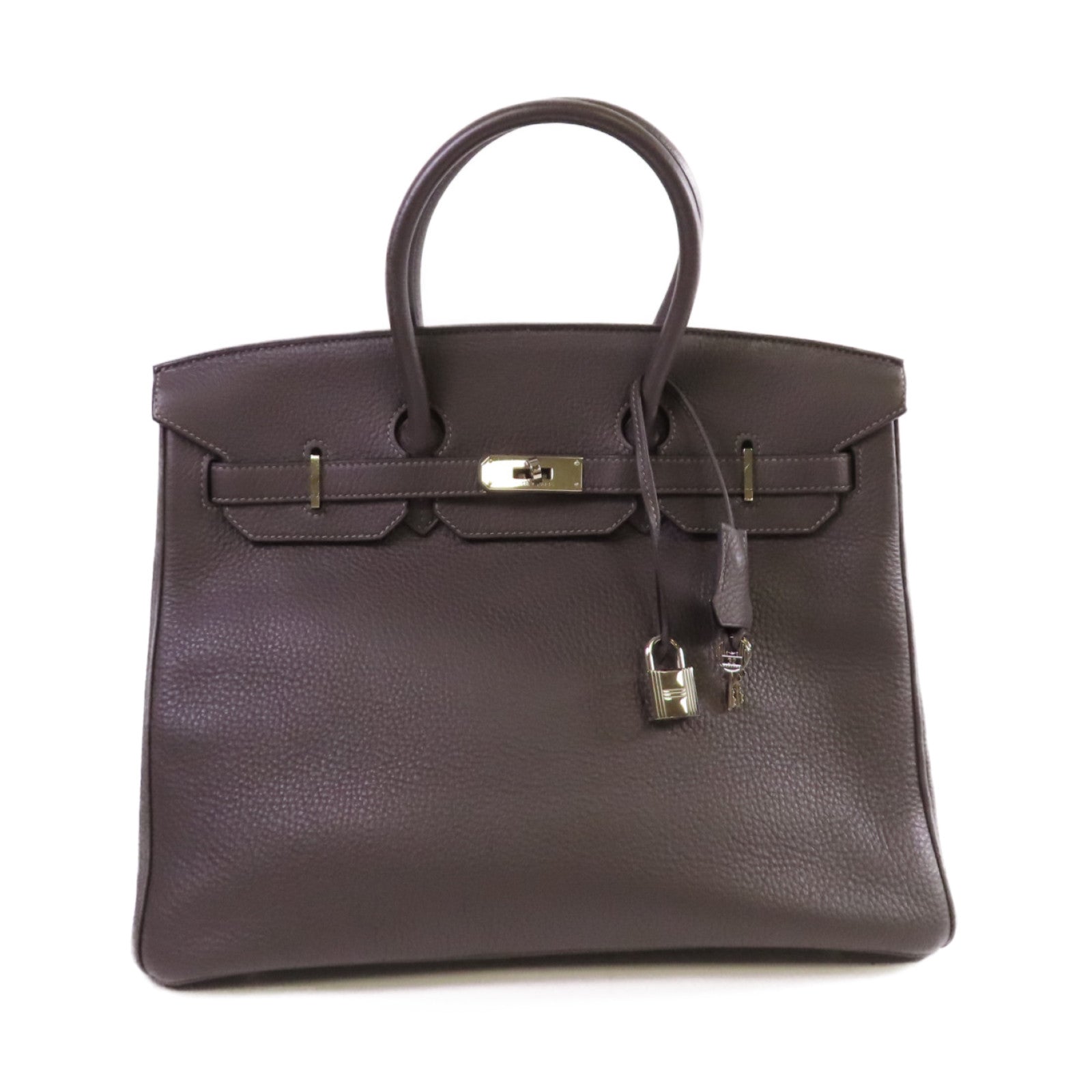 HERMES Clemence皮革Birkin 35 Hand Bag銀扣手挽袋Graphite石墨灰色