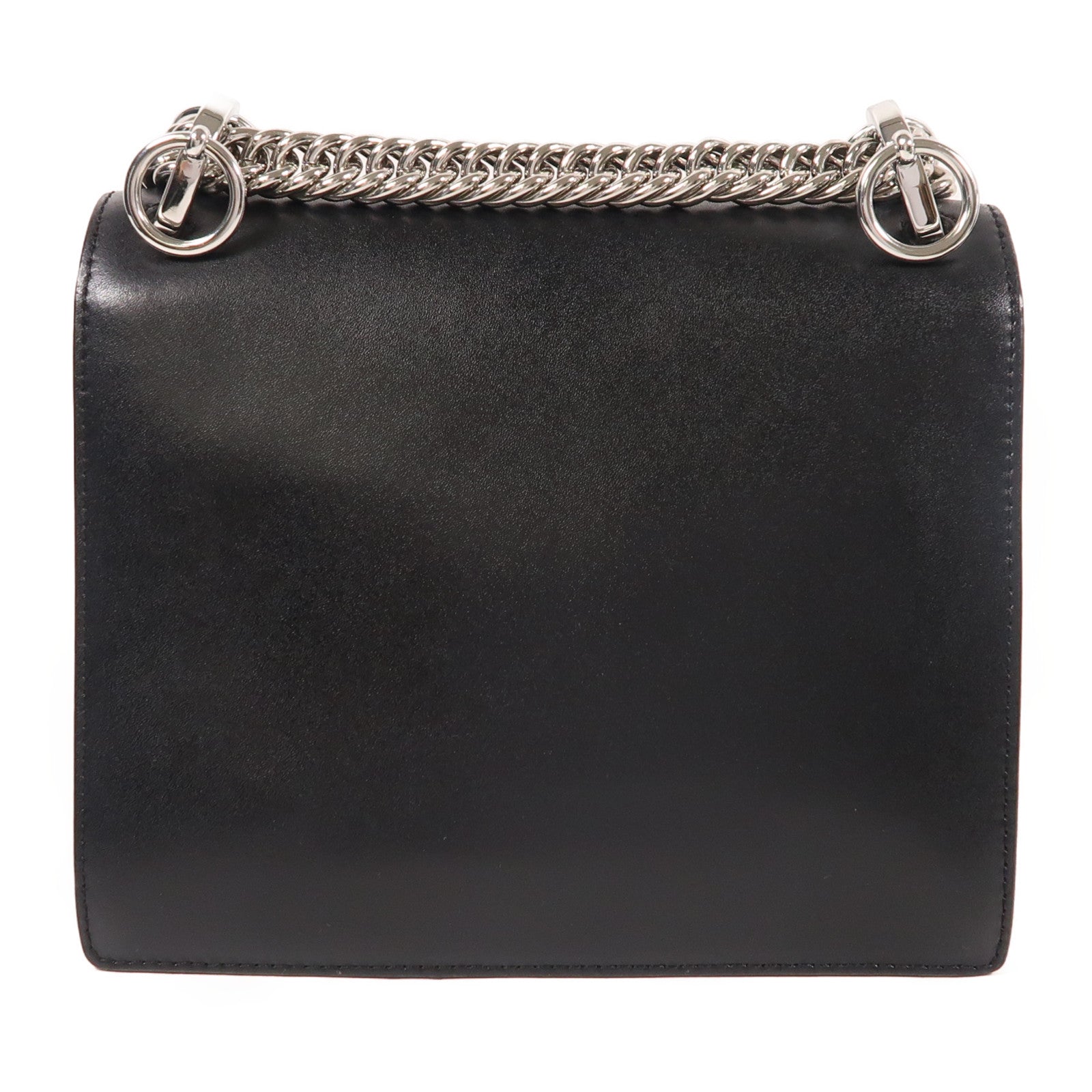 FENDI 牛皮皮革Chain Shoulder銀扣鏈帶肩背袋