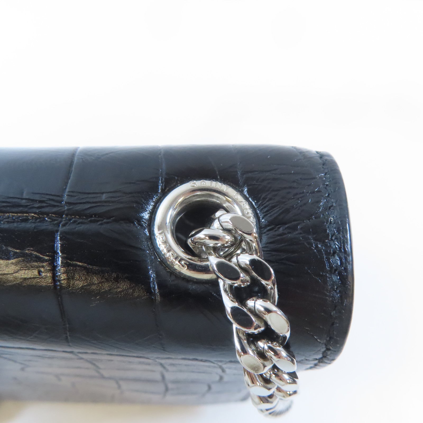 SAINT LAURENT 牛皮皮革Kate Tassel Bag銀扣鏈帶肩背袋黑色