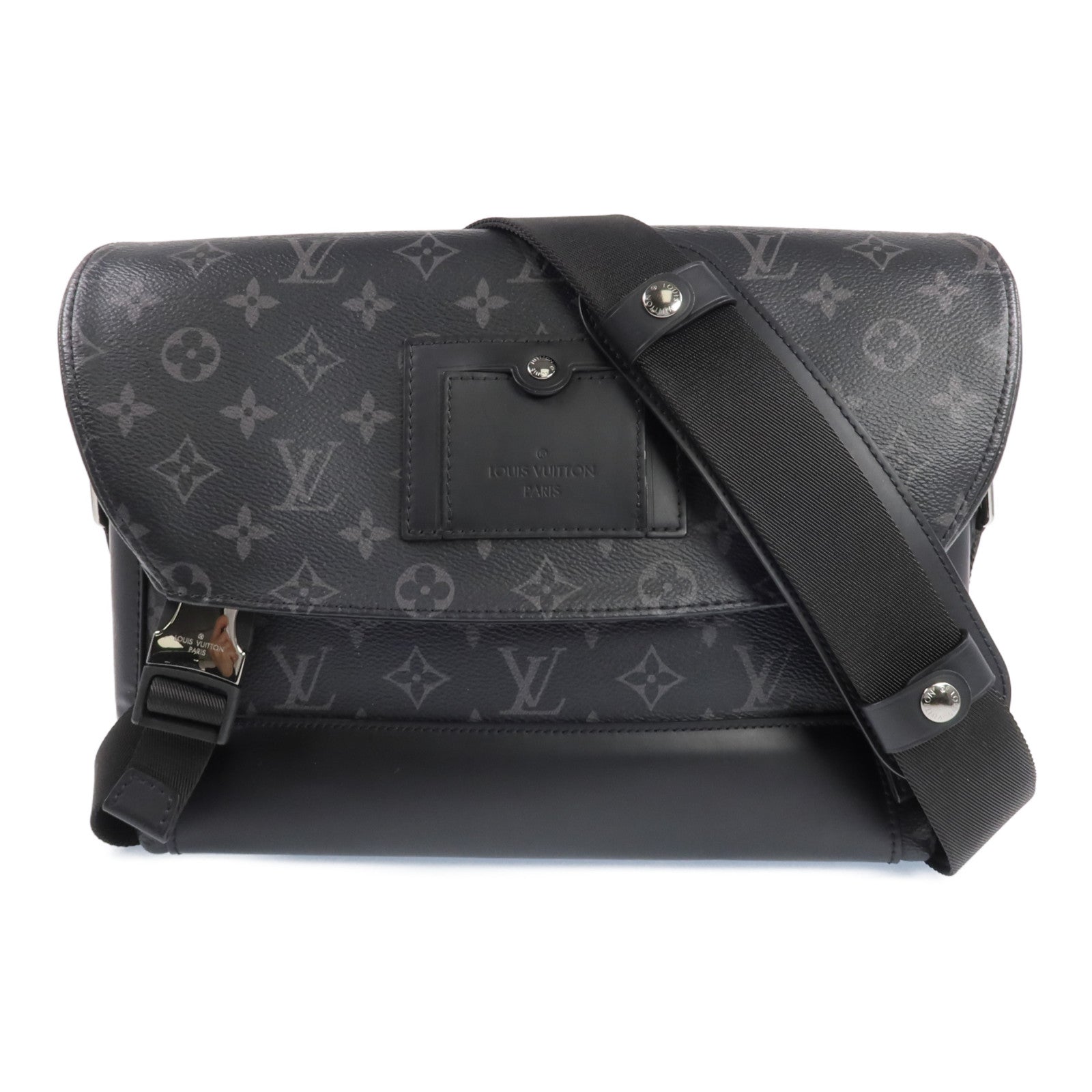 LOUIS VUITTON Monogram Eclipse Messenger PM Voyager銀扣肩背袋