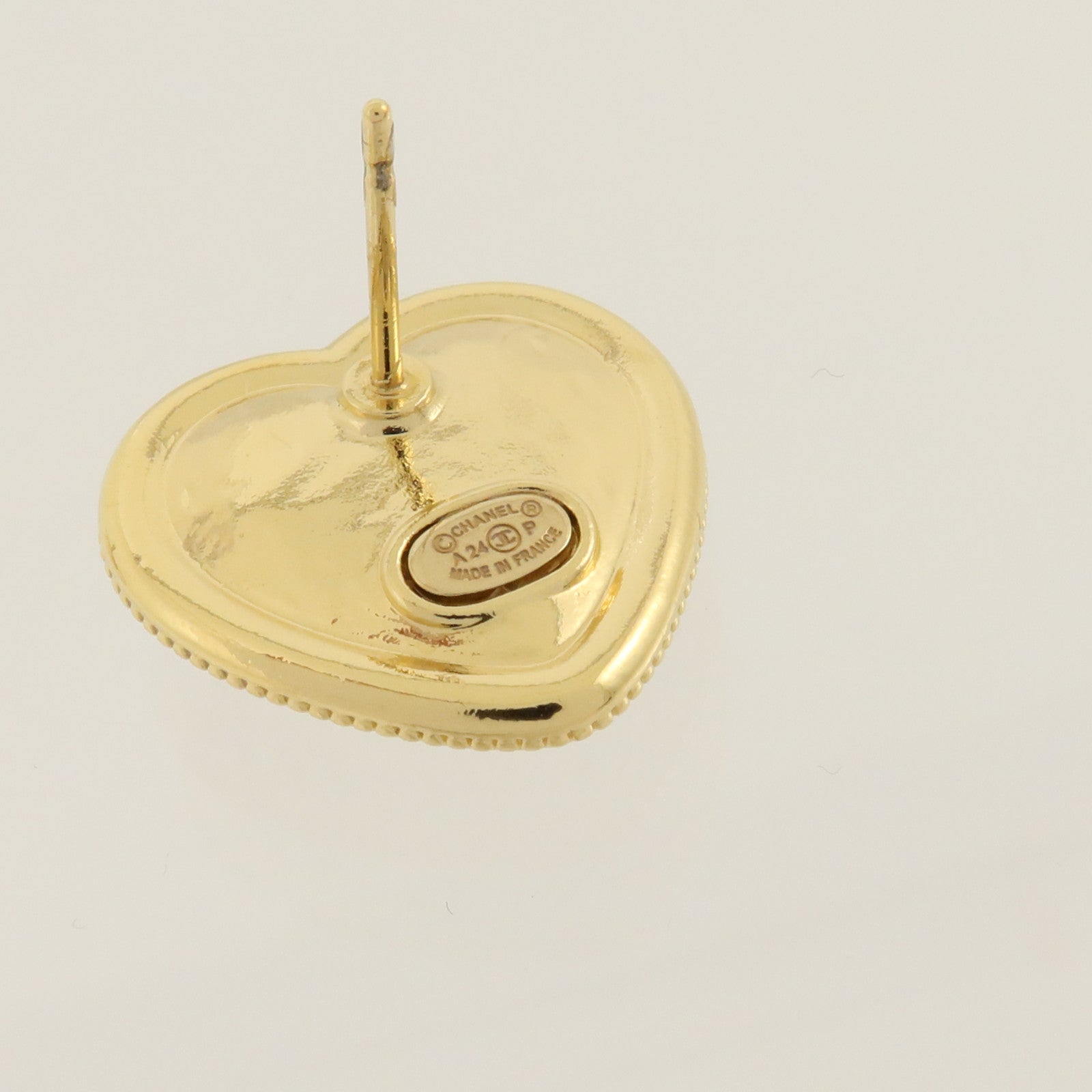 CHANEL 金屬CC Crystal Heart Earrings耳環