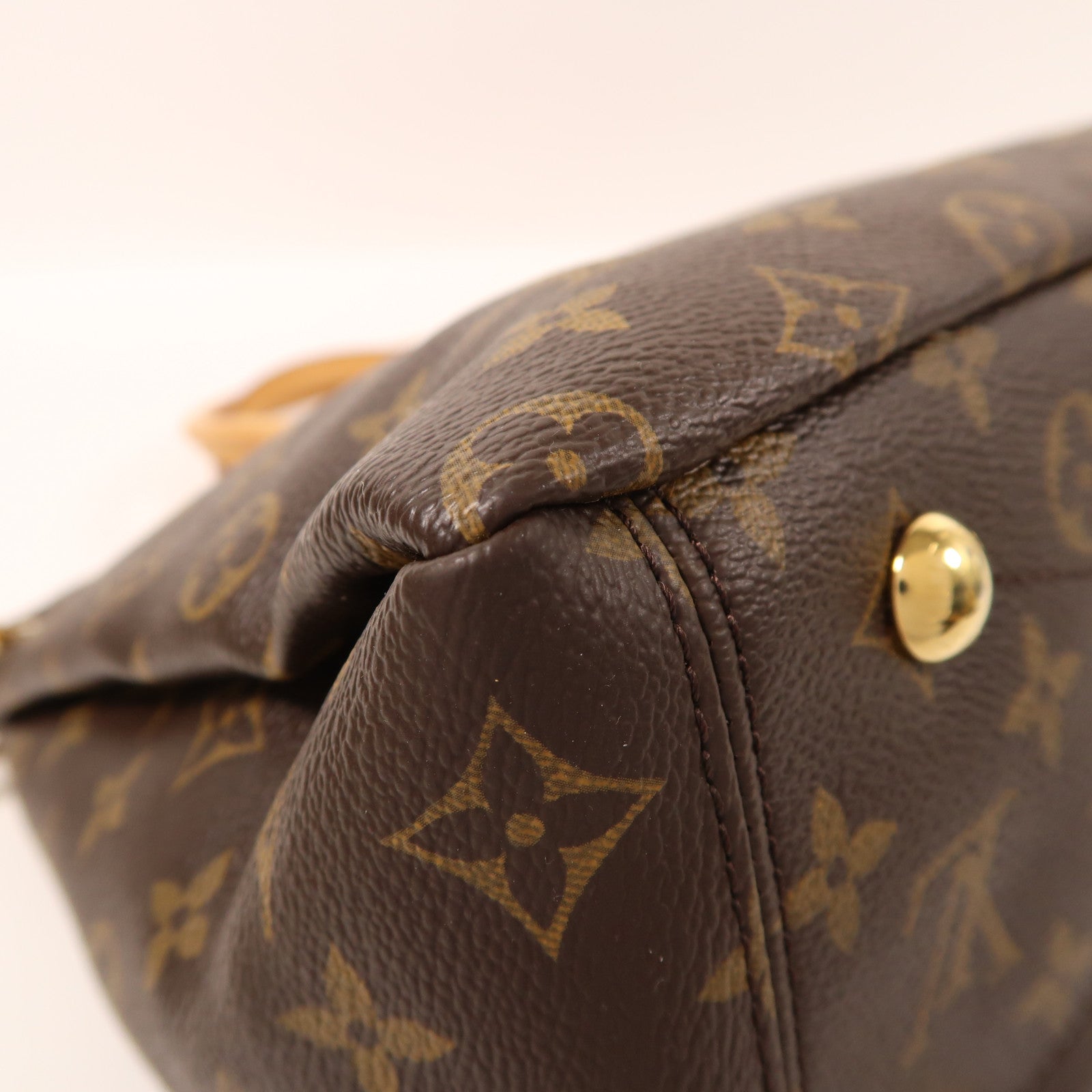 LOUIS VUITTON Monogram Pallas金扣手挽肩背兩用袋棕色/紅色