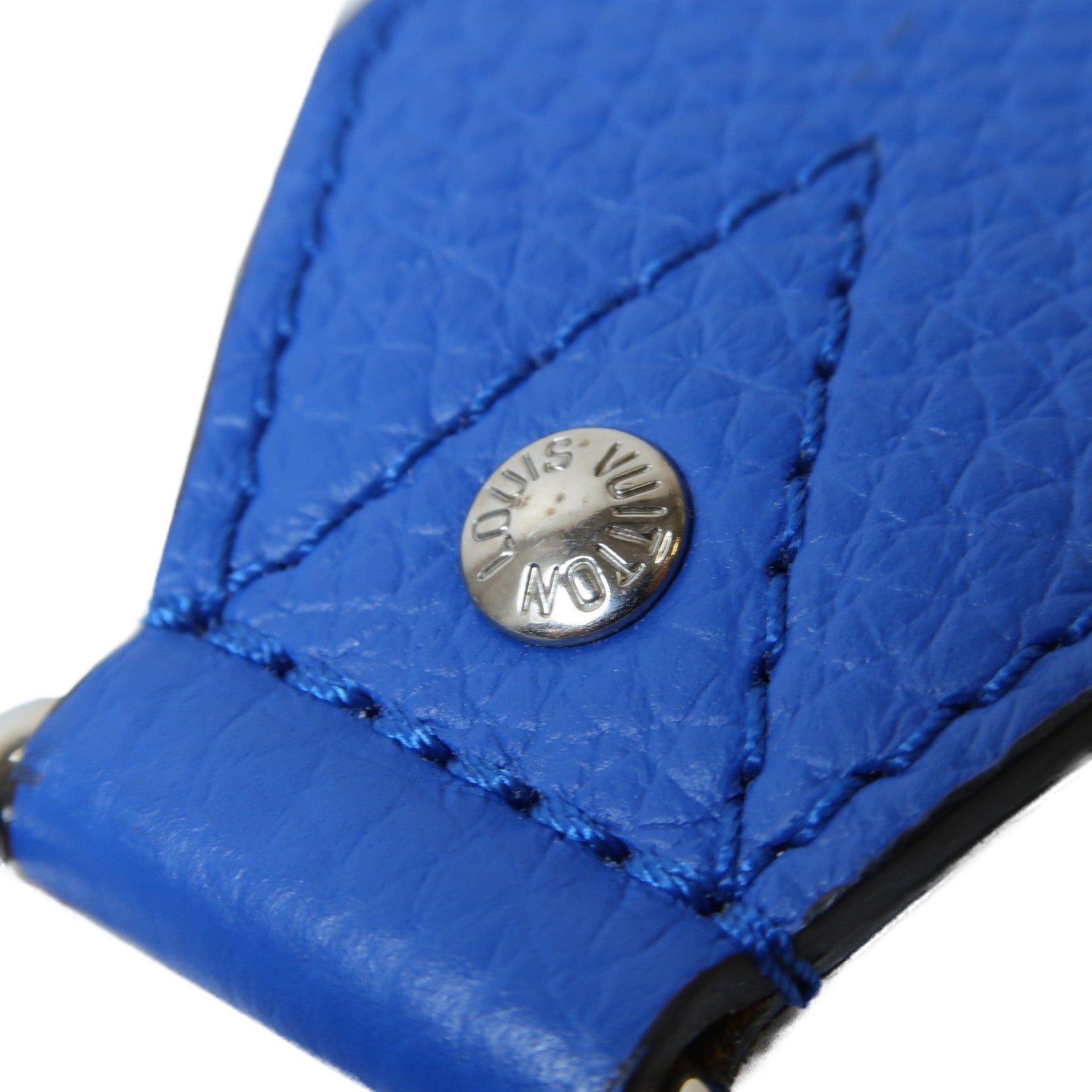 LOUIS VUITTON 牛皮皮革Logo Stitch Shoulder Strap銀扣肩背帶藍色