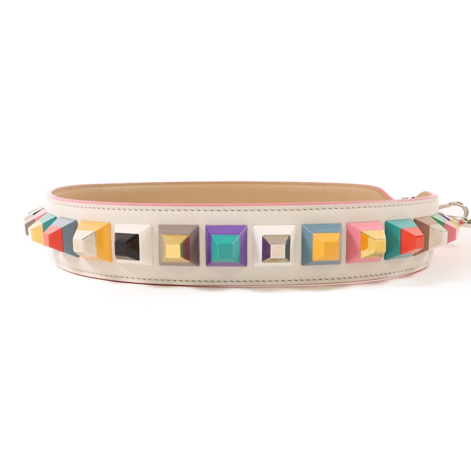 FENDI SHW Shoulder Strap Calfskin Leather PVC White Multicolor