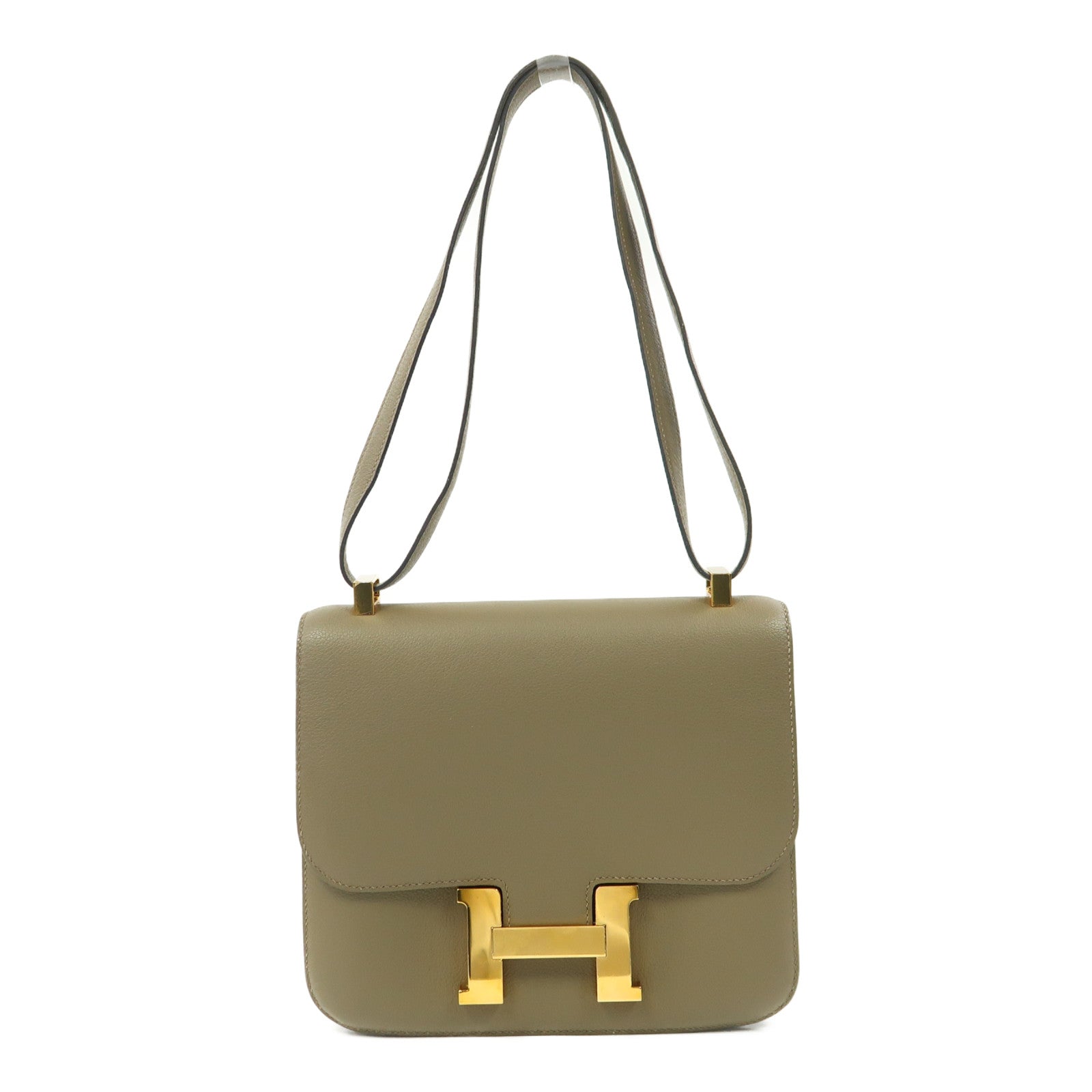 HERMES Evercolor皮革Constance 24金扣肩背袋Origan