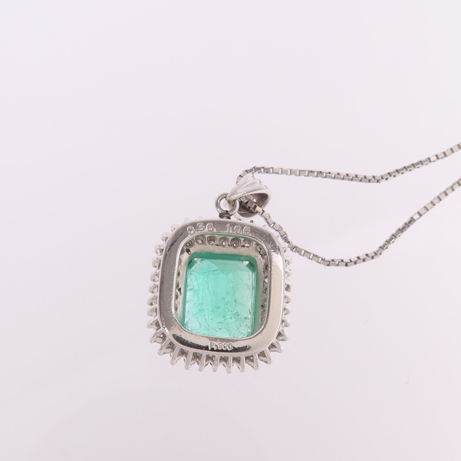 JEWELRY PT900/PT850鉑金Emerald Diamond Necklace綠寶石/鑽石項鍊
