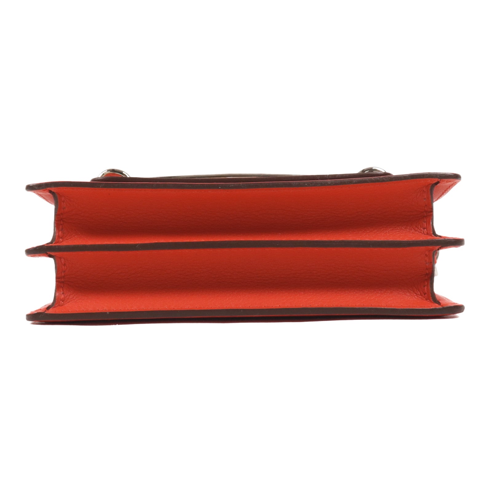 HERMES Evercolor皮革Mini Roulis銀扣肩背袋Rouge Tomate