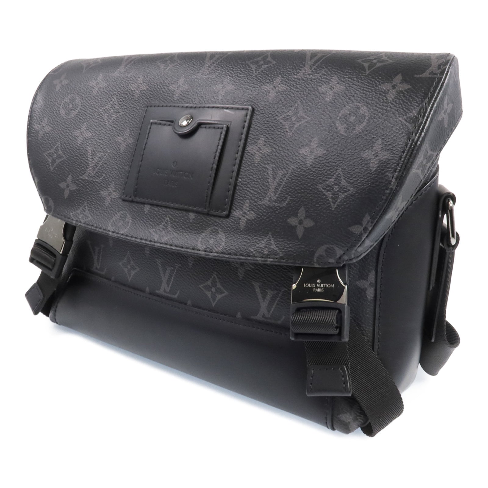 LOUIS VUITTON Monogram Eclipse Messenger PM Voyager銀扣肩背袋