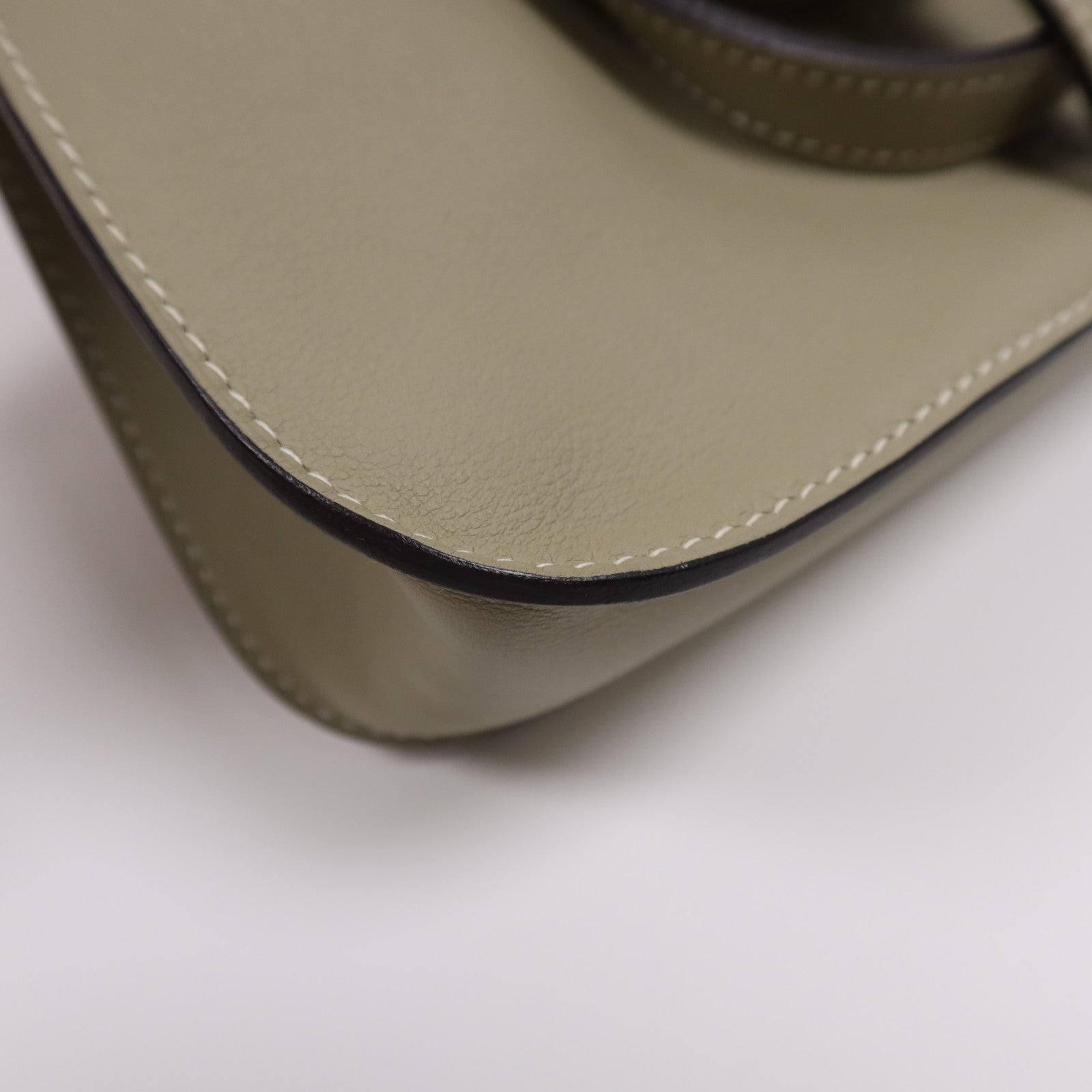 HERMES Swift皮革Mini Halzan銀扣手挽肩背兩用袋Sauge